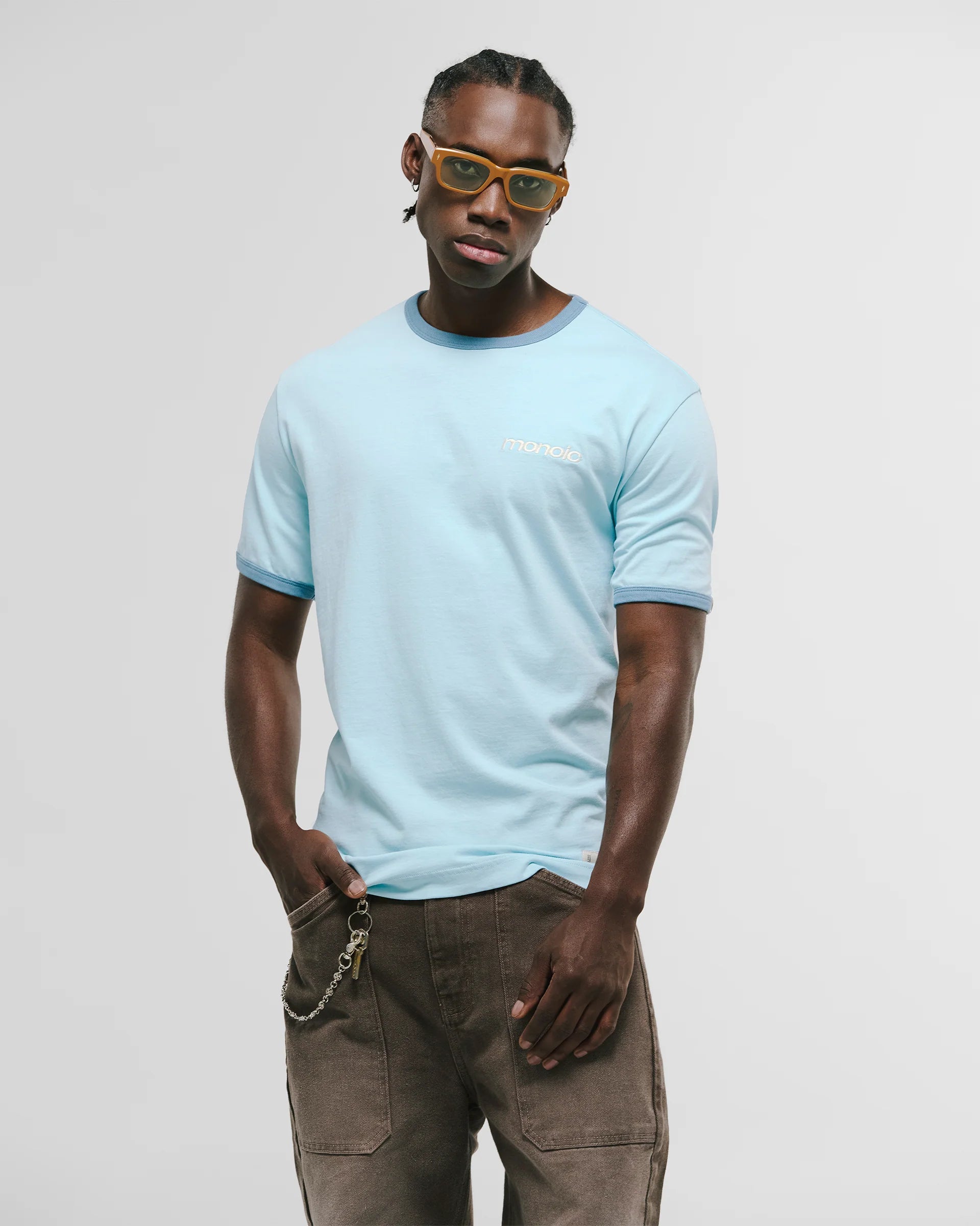Monoic Camiseta Ringer Tee – Azul Cielo