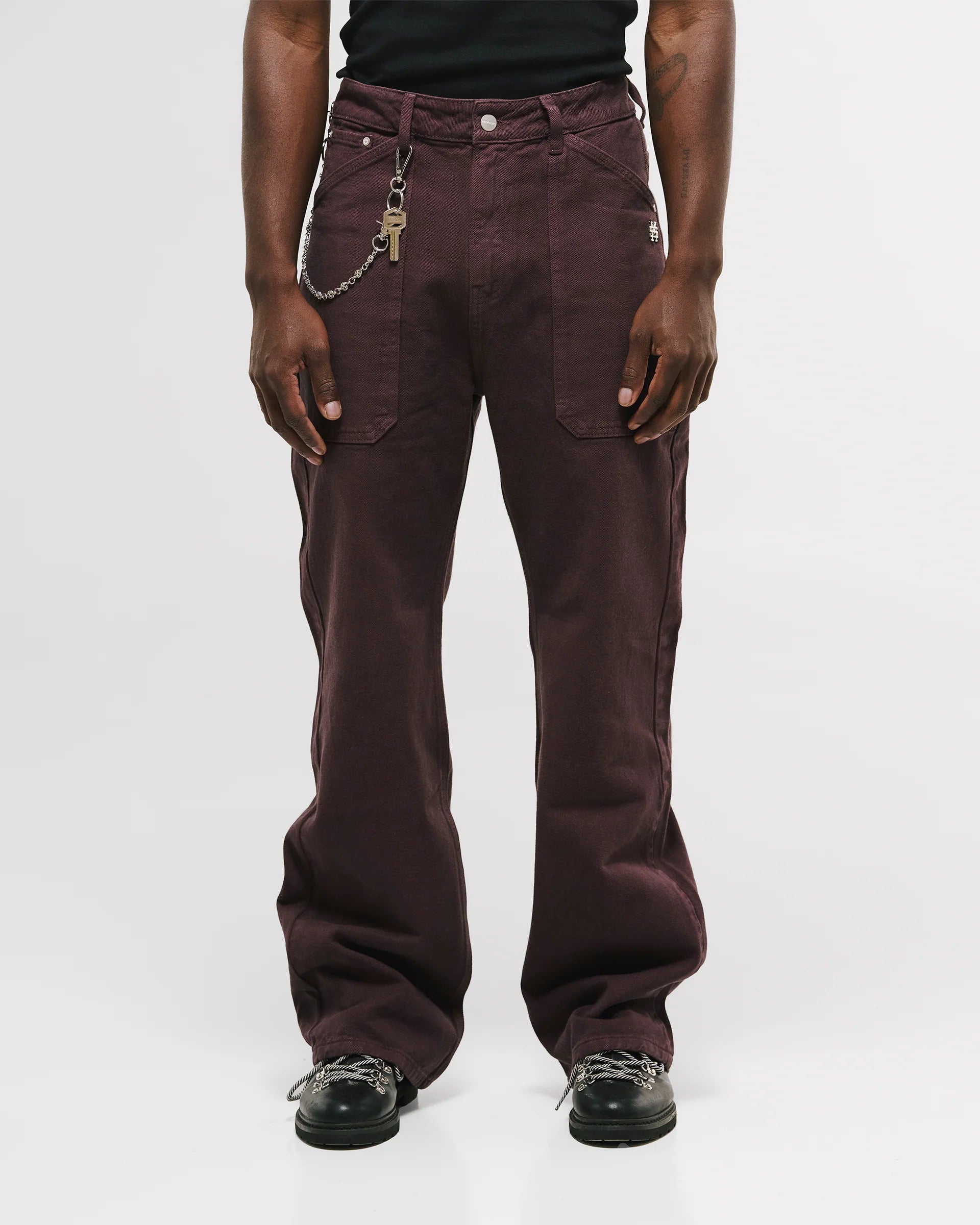 Monoic Pocket Straight Pants – Burgundy