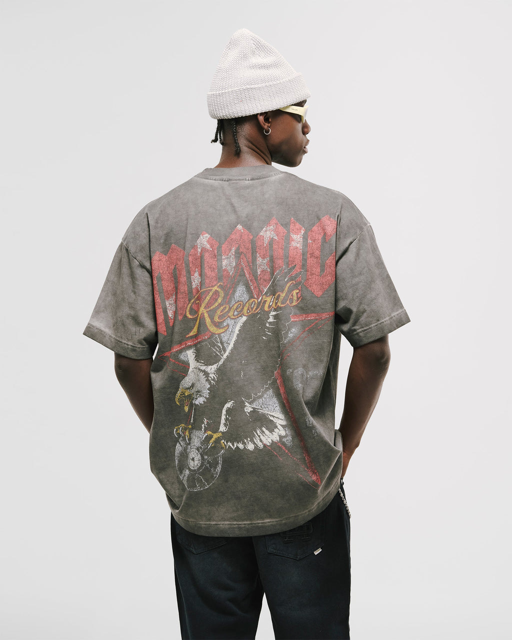 Monoic Camiseta Oversized Monoic Eagle - Gris Desgastado