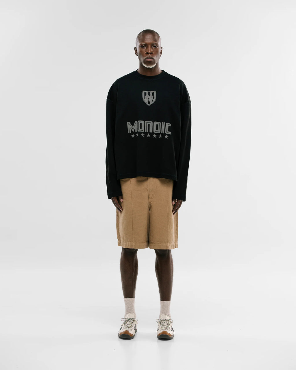Monoic Camiseta Oversized Shield Waffle Long Sleeve - Negro (Exclusive)