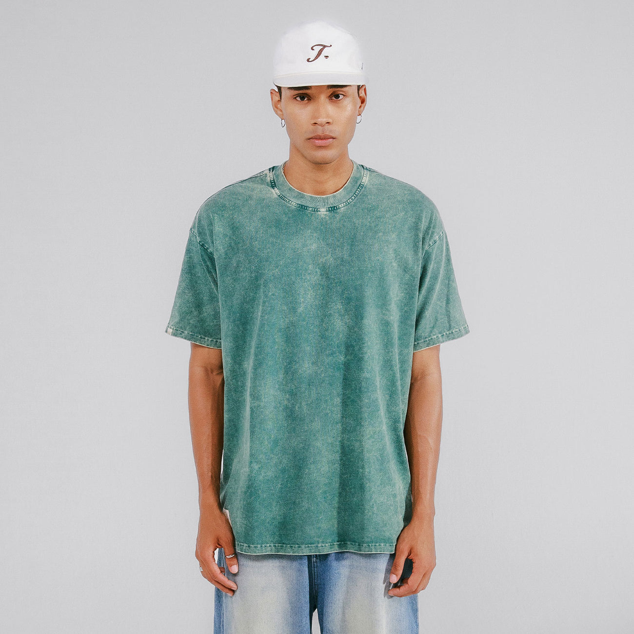 True Oversized Washed T- Shirt - Pine Green