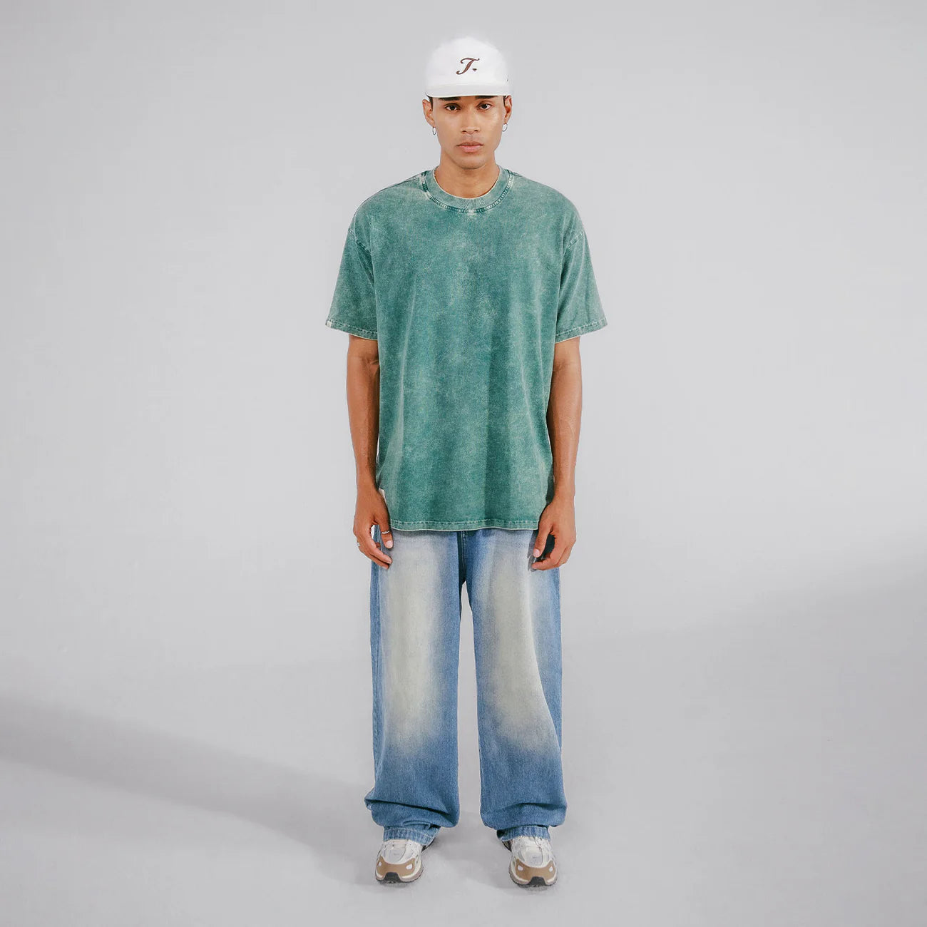 True Oversized Washed T- Shirt - Pine Green