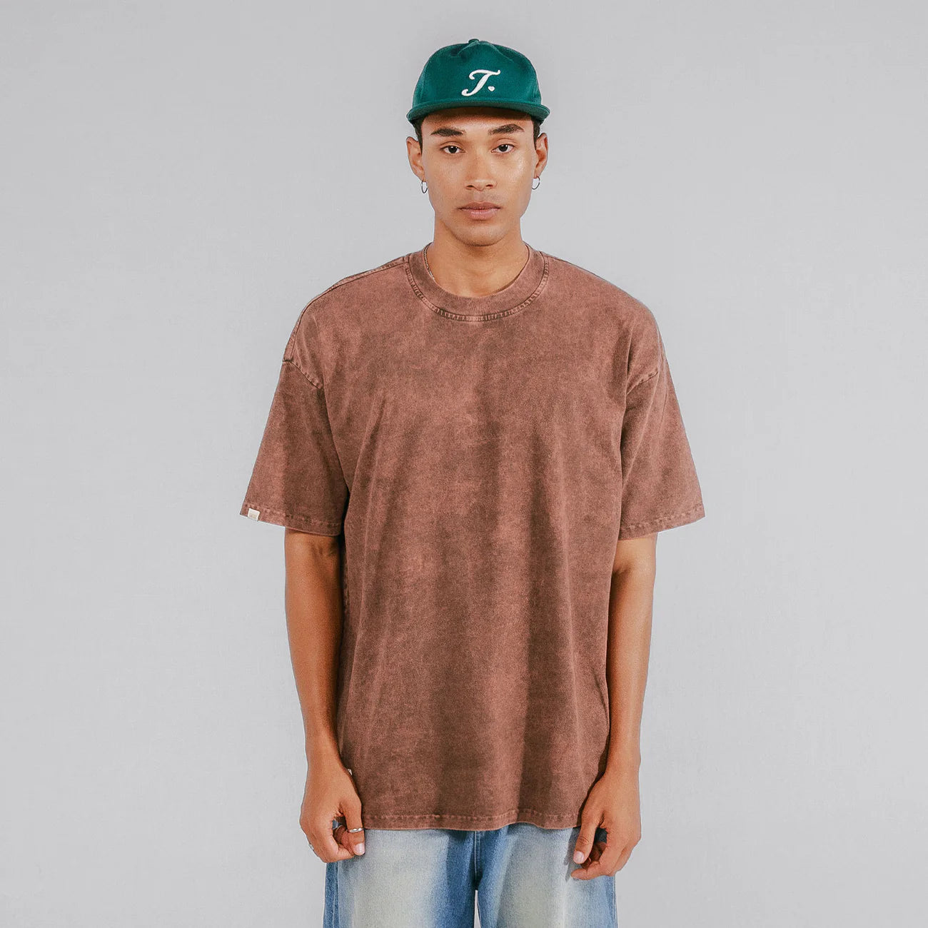 True Oversized Washed T- Shirt - Brown