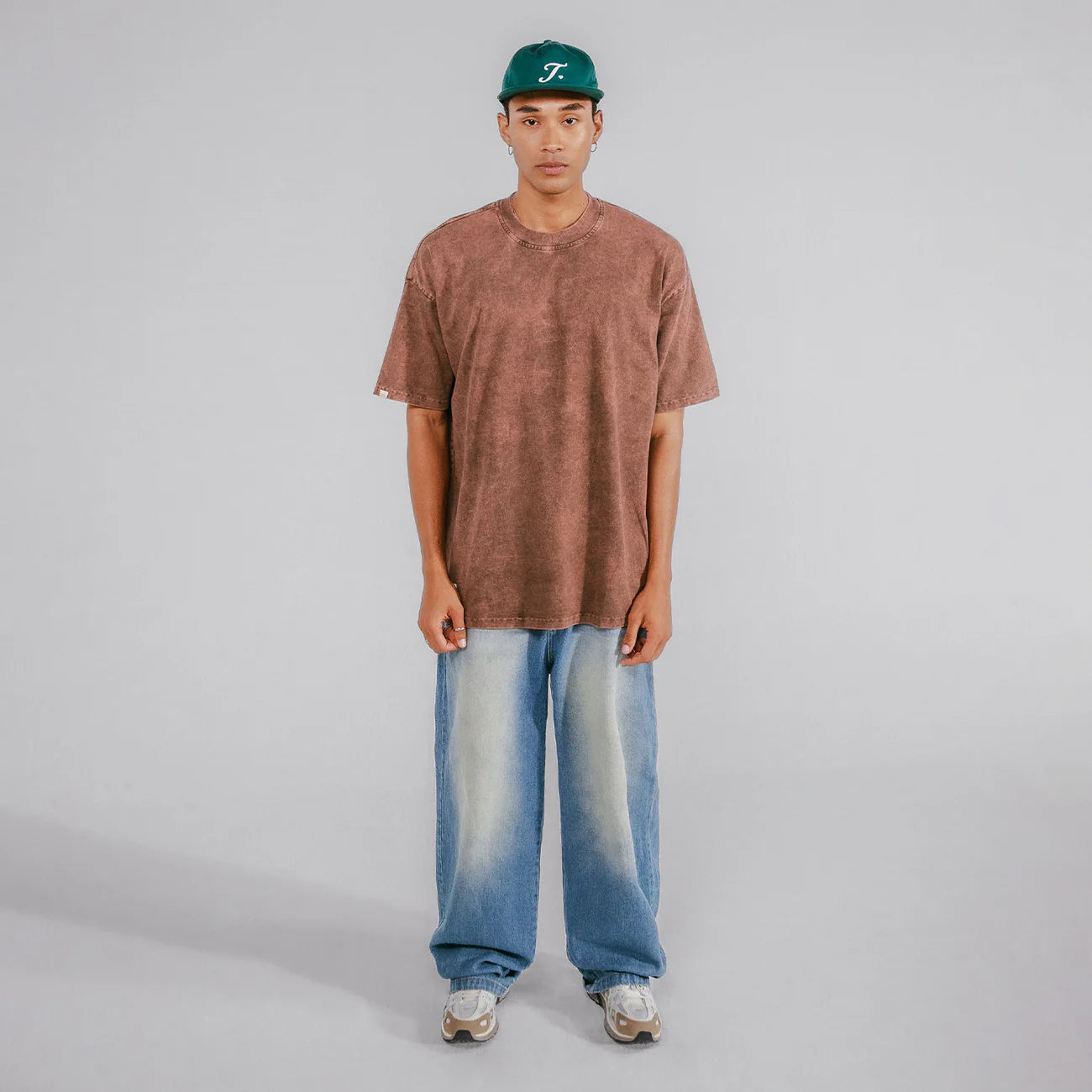 True Oversized Washed T- Shirt - Brown