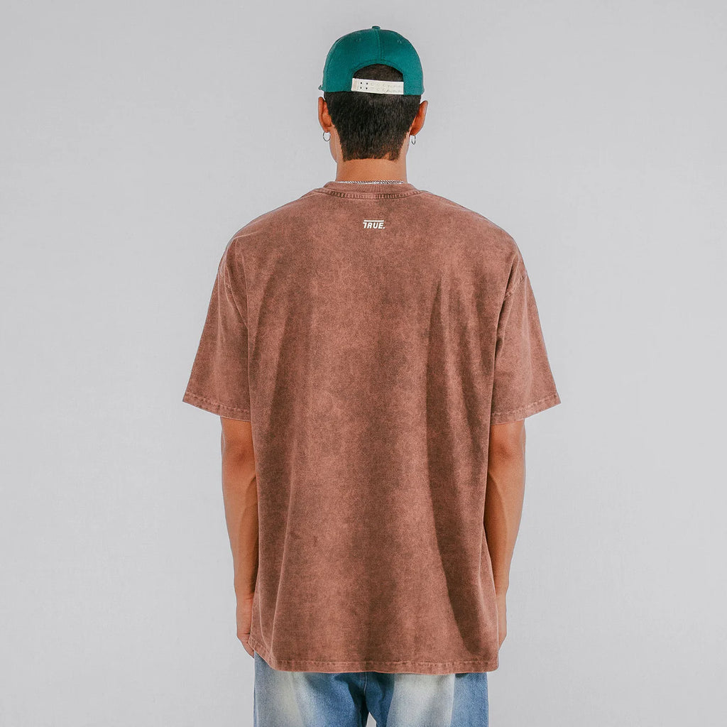 True Oversized Washed T- Shirt - Brown