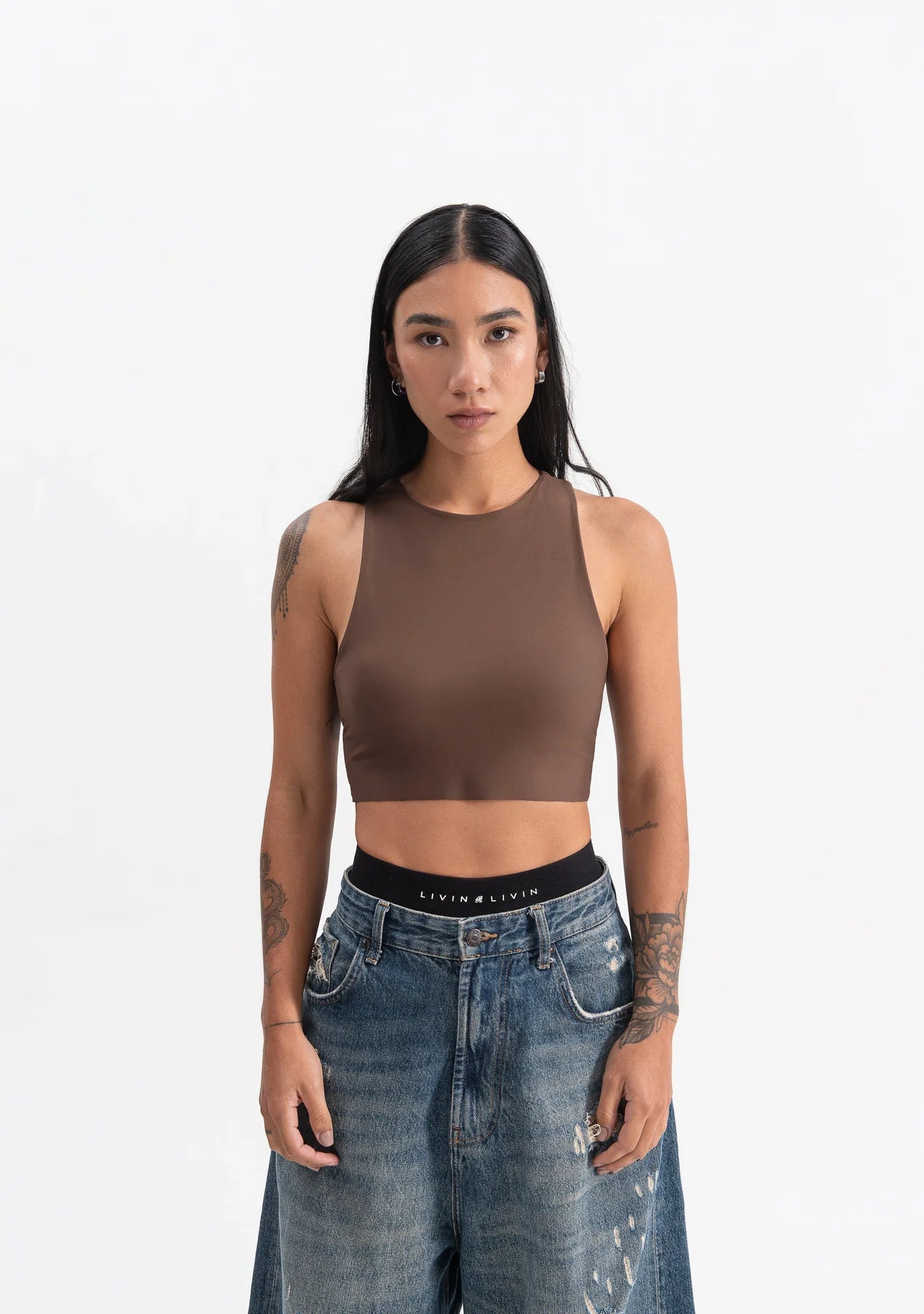 Pure x Livin brown top PUR19483