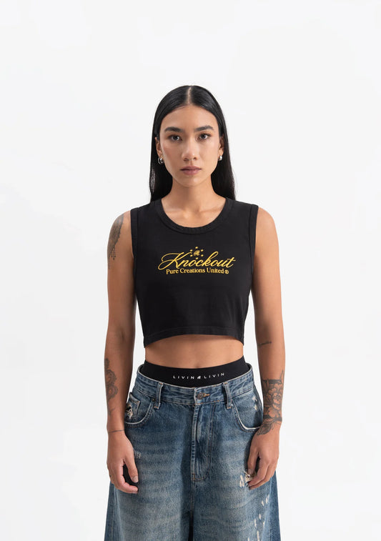 Pure knockout black crop top PUR19486