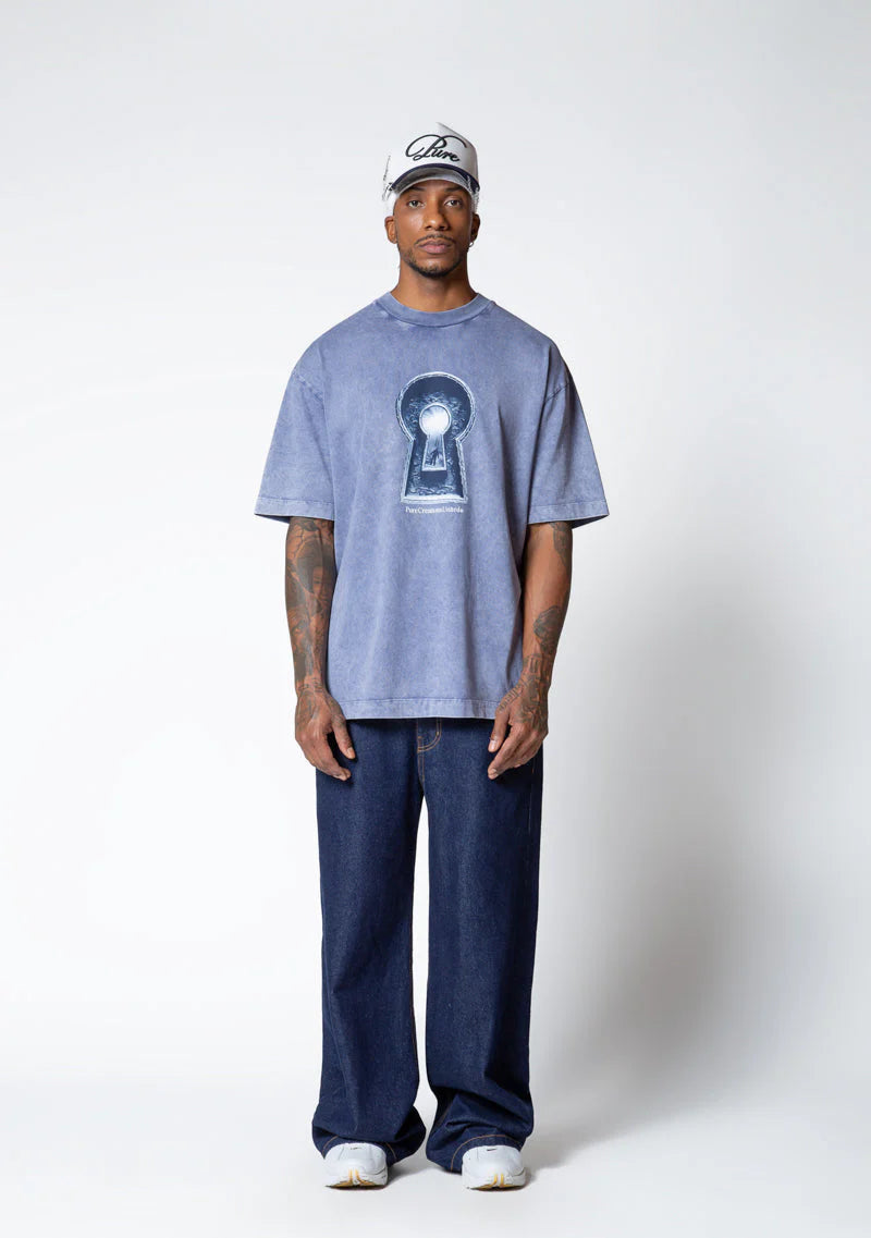 Pure Dopamine blue keyhole t-shirt PUR19839