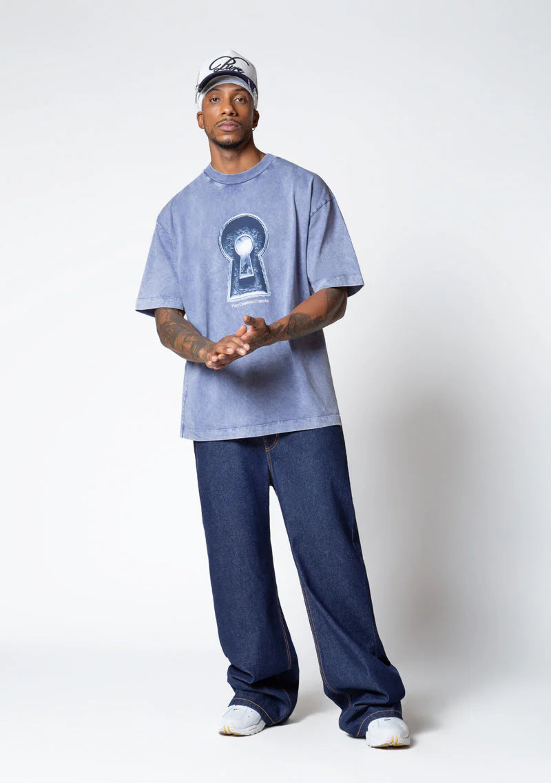 Pure Dopamine blue keyhole t-shirt PUR19839