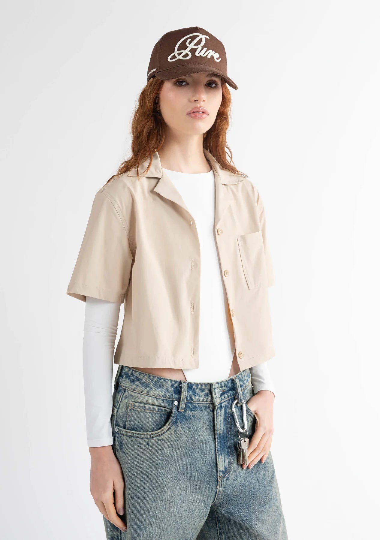 Pure highland taupe women shirt PUR20329