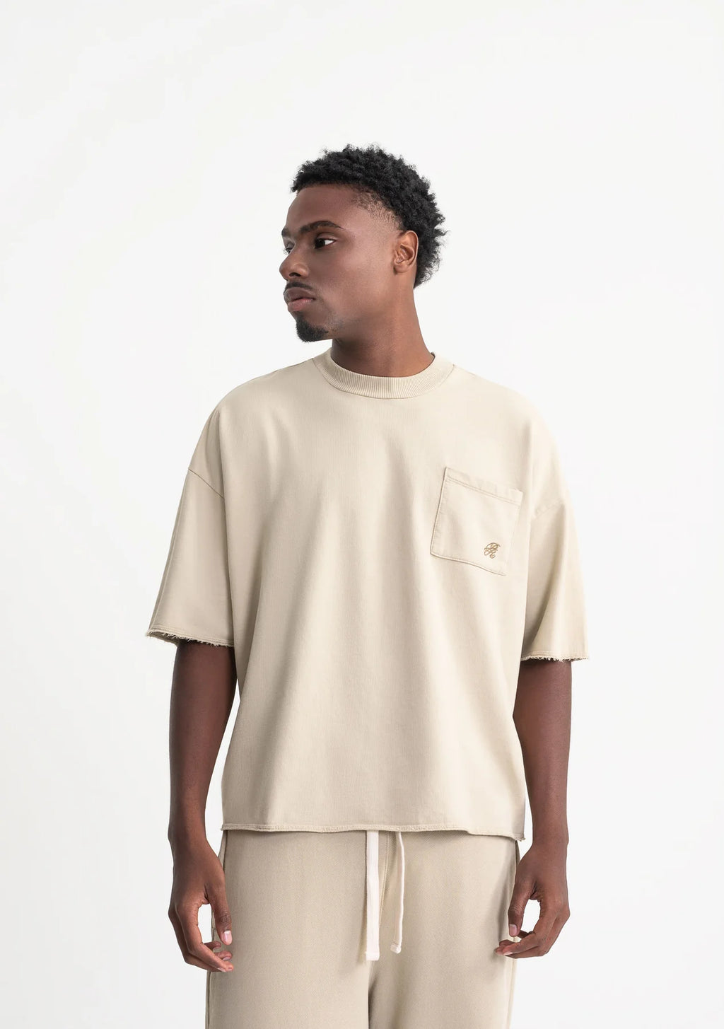 Pure rustic taupe pocket t-shirt PUR21223