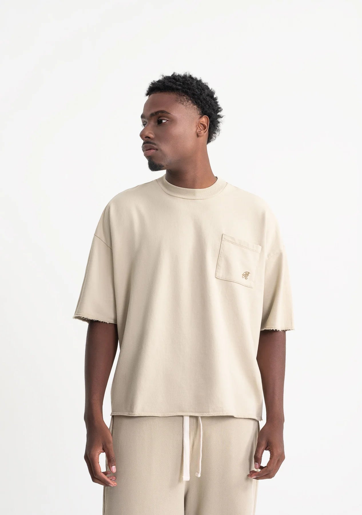 Pure rustic taupe pocket t-shirt PUR21223