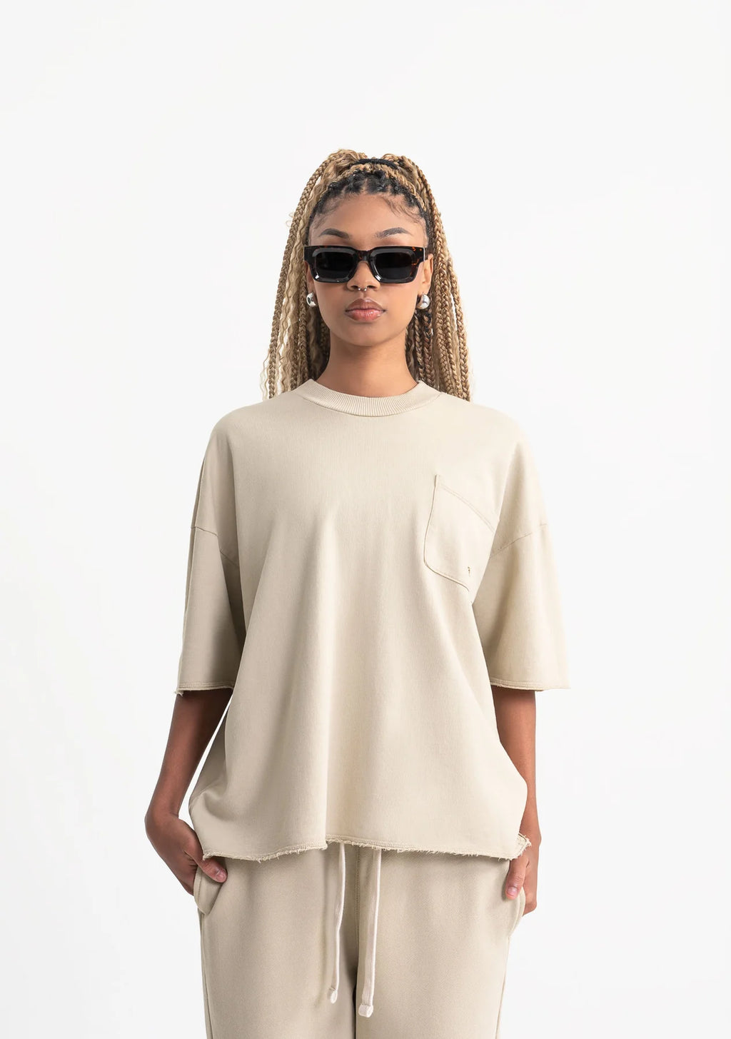 Pure rustic taupe pocket t-shirt PUR21223