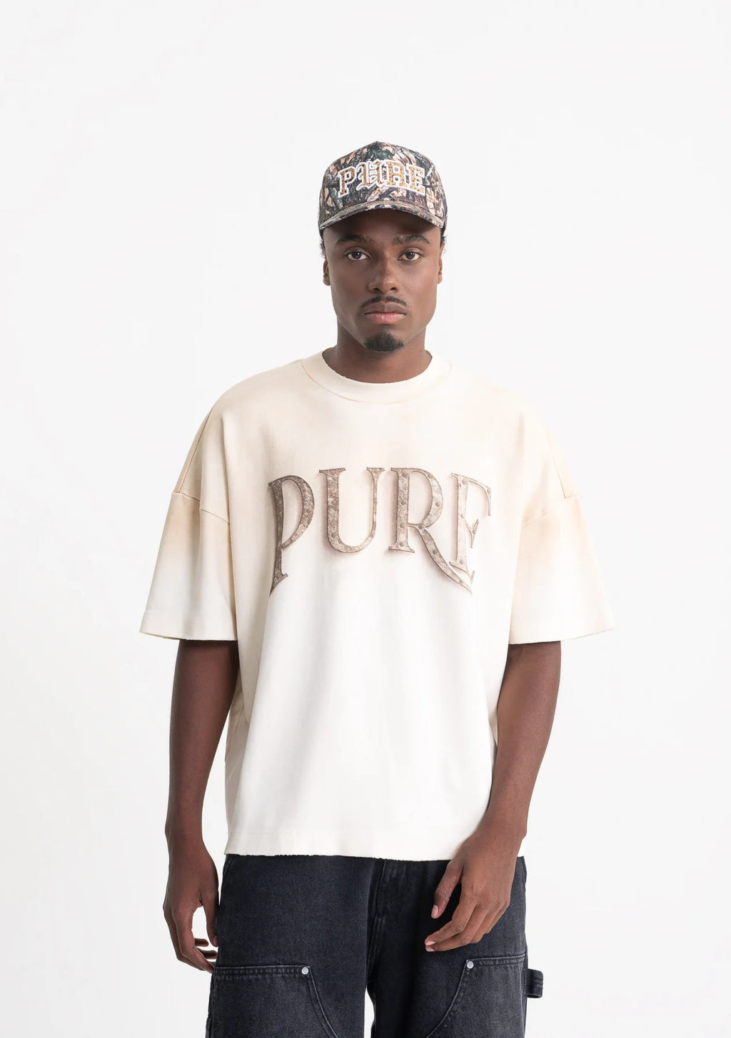 Pure rustic cream monogram t-shirt PUR21251