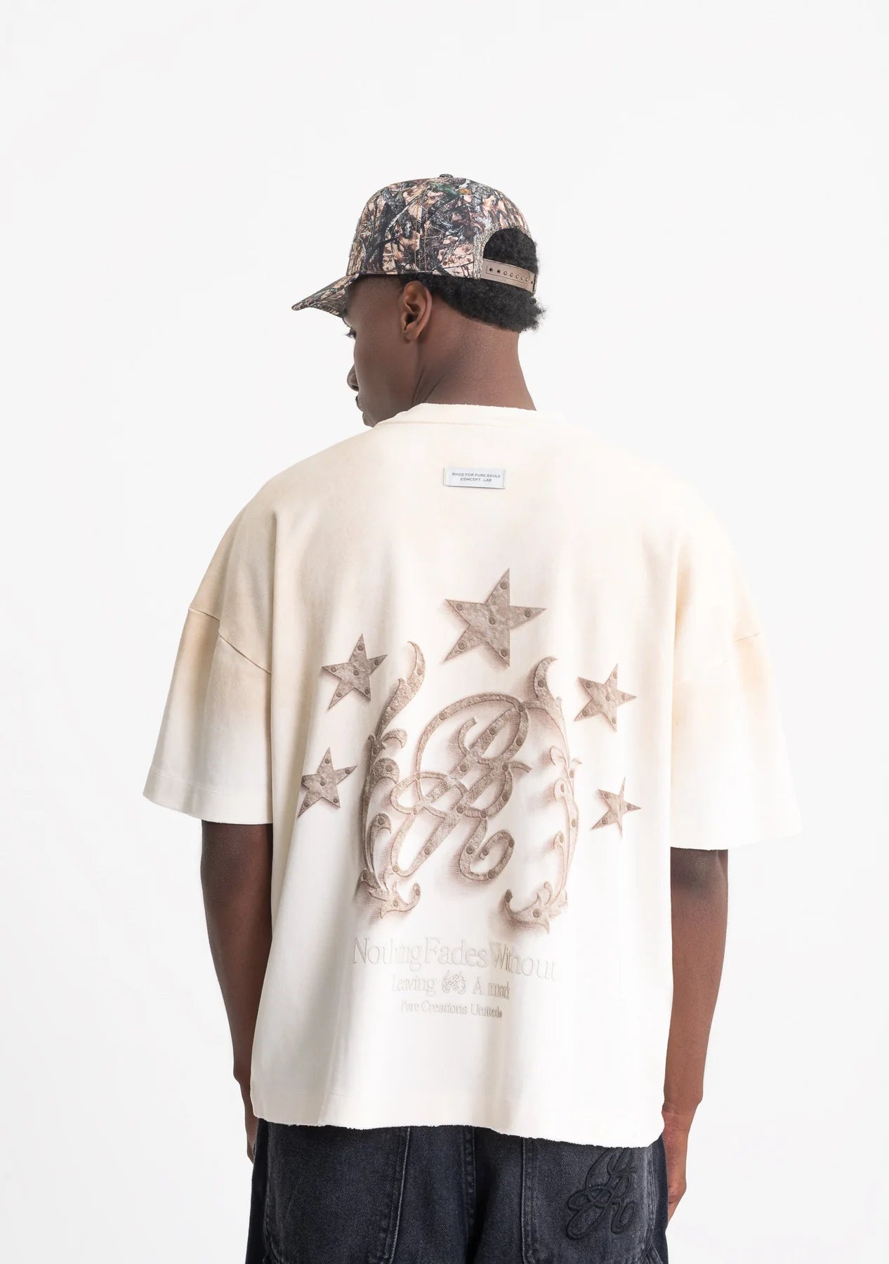 Pure rustic cream monogram t-shirt PUR21251