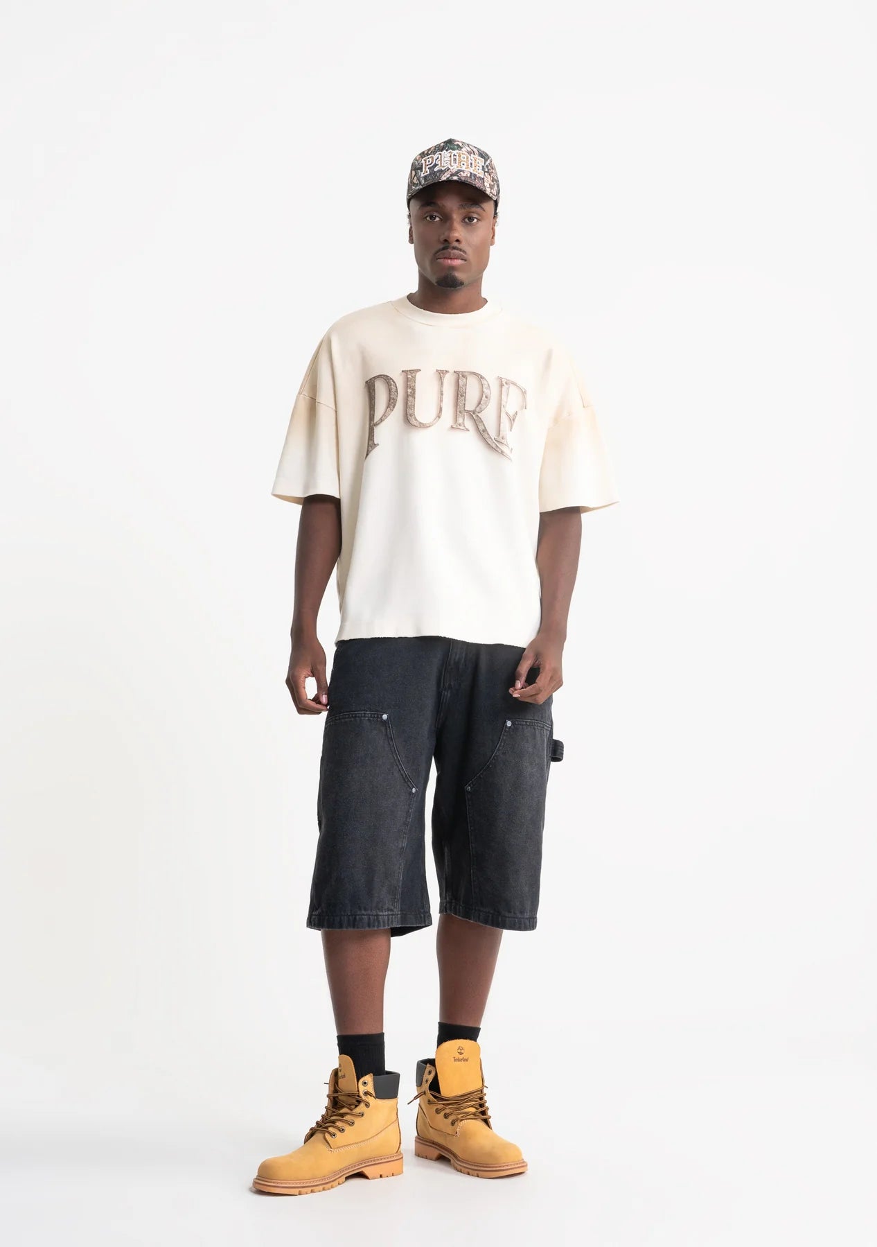 Pure rustic cream monogram t-shirt PUR21251