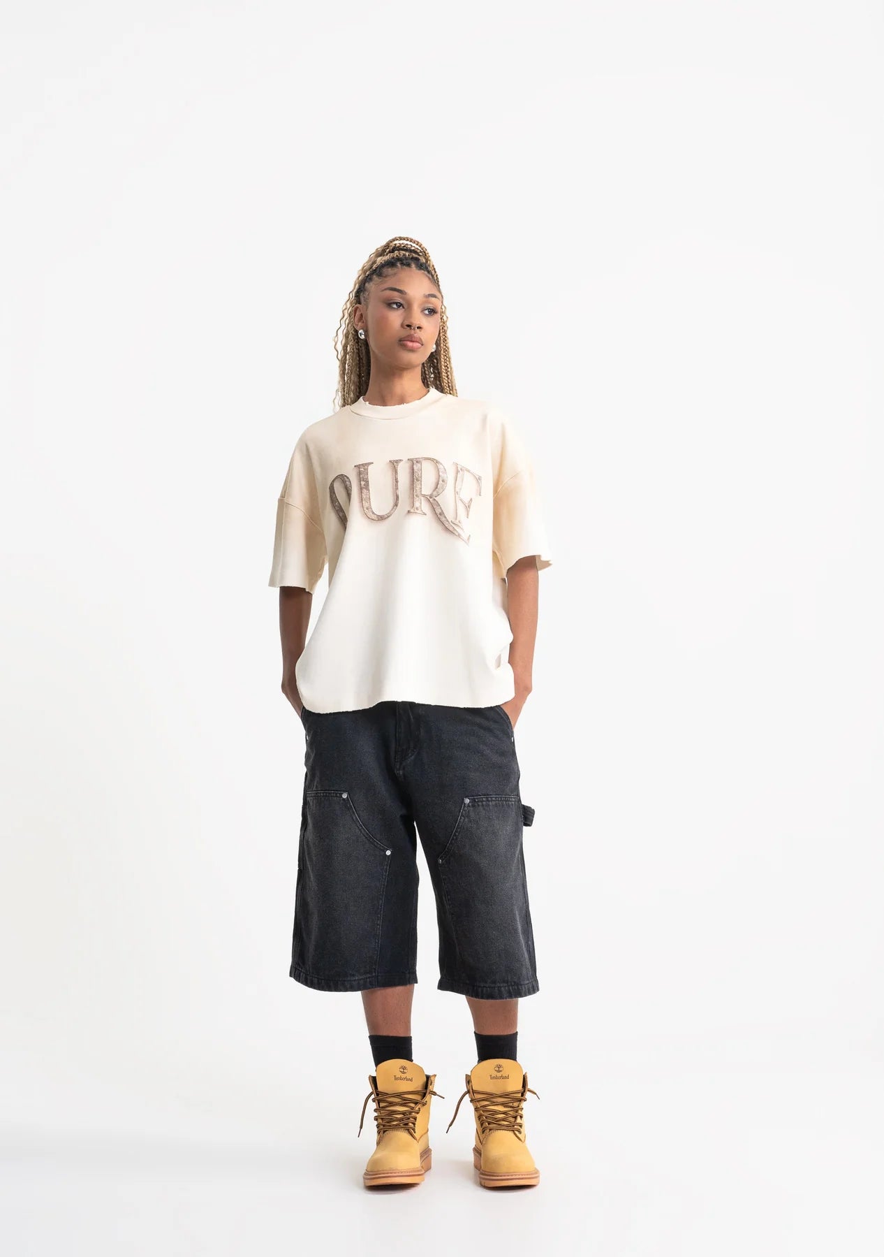 Pure rustic cream monogram t-shirt PUR21251