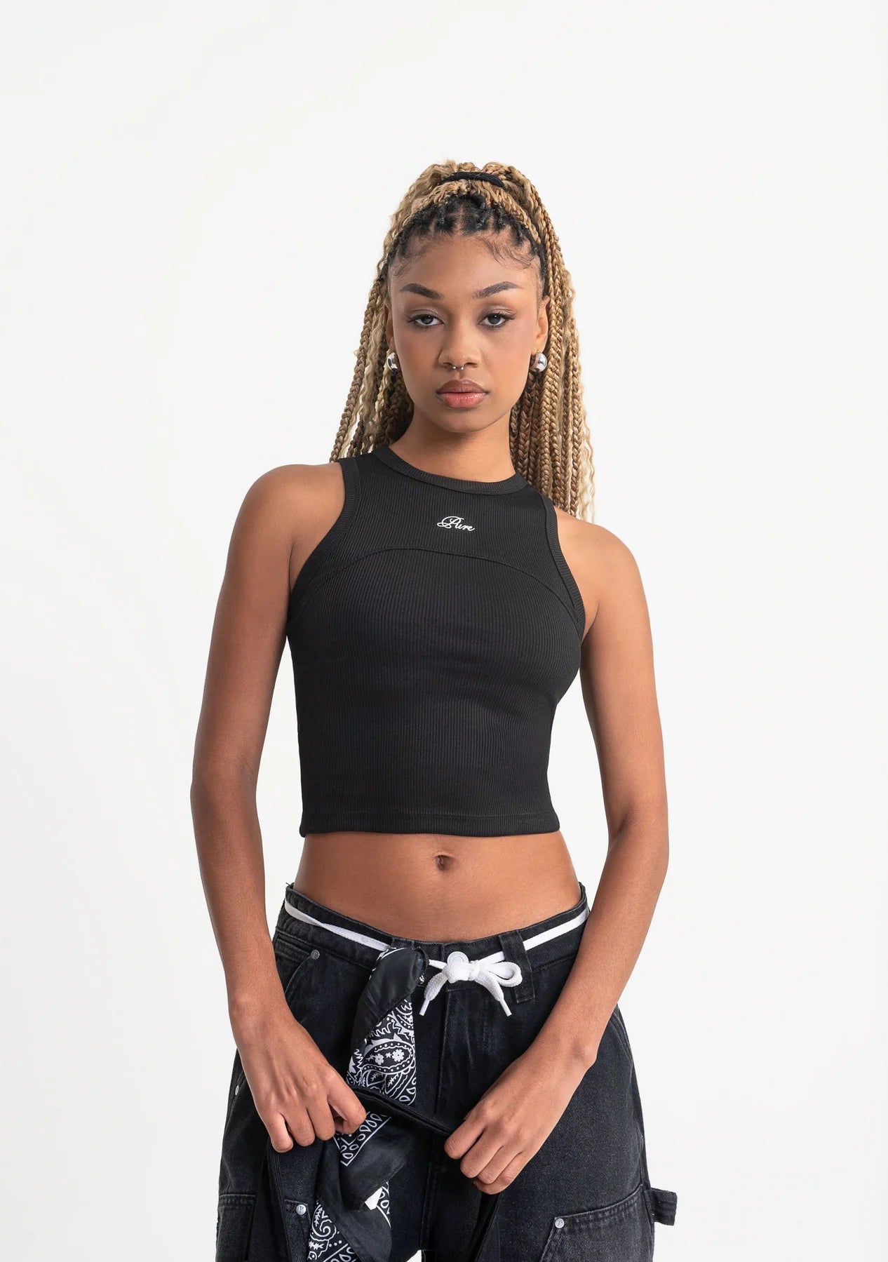 Pure rustic black tank top PUR21261