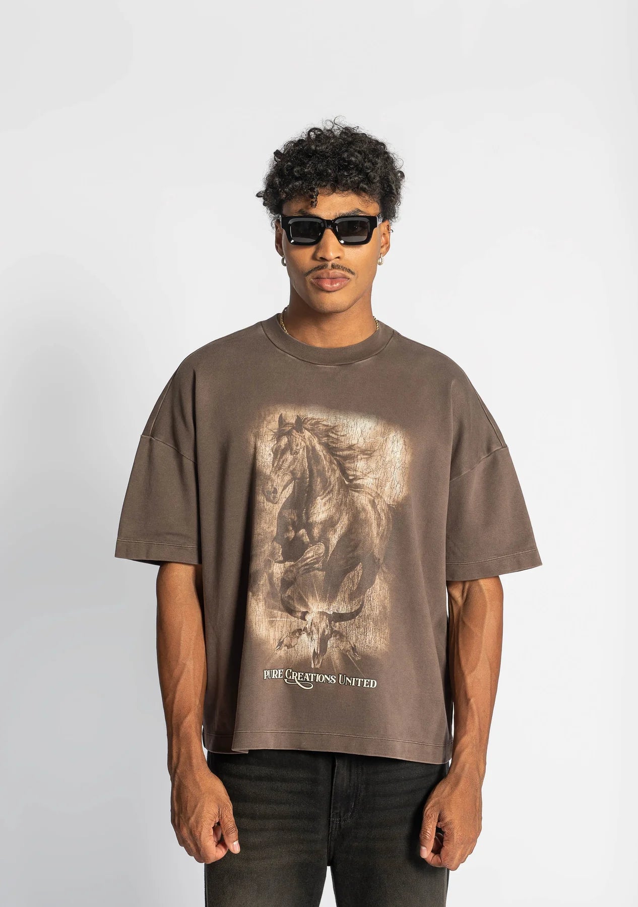 Pure before the West brown t-shirt PUR21575