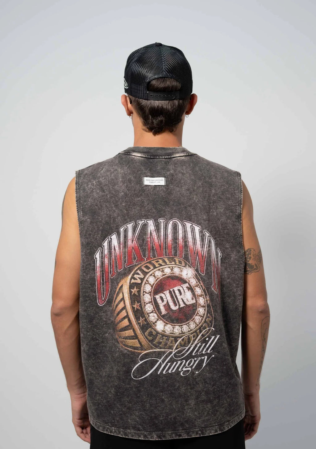 Pure Still Hungry Washed Gray Tank Top PUR22143