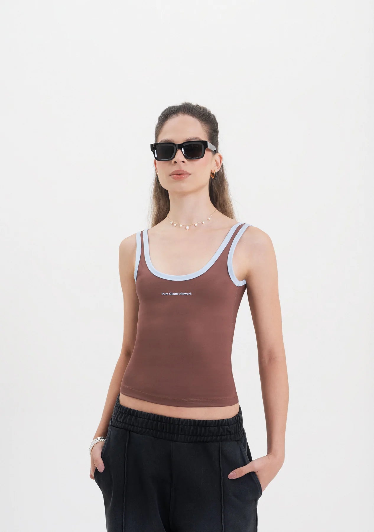 Pure Across The Lines Brown Tank Top PUR22976
