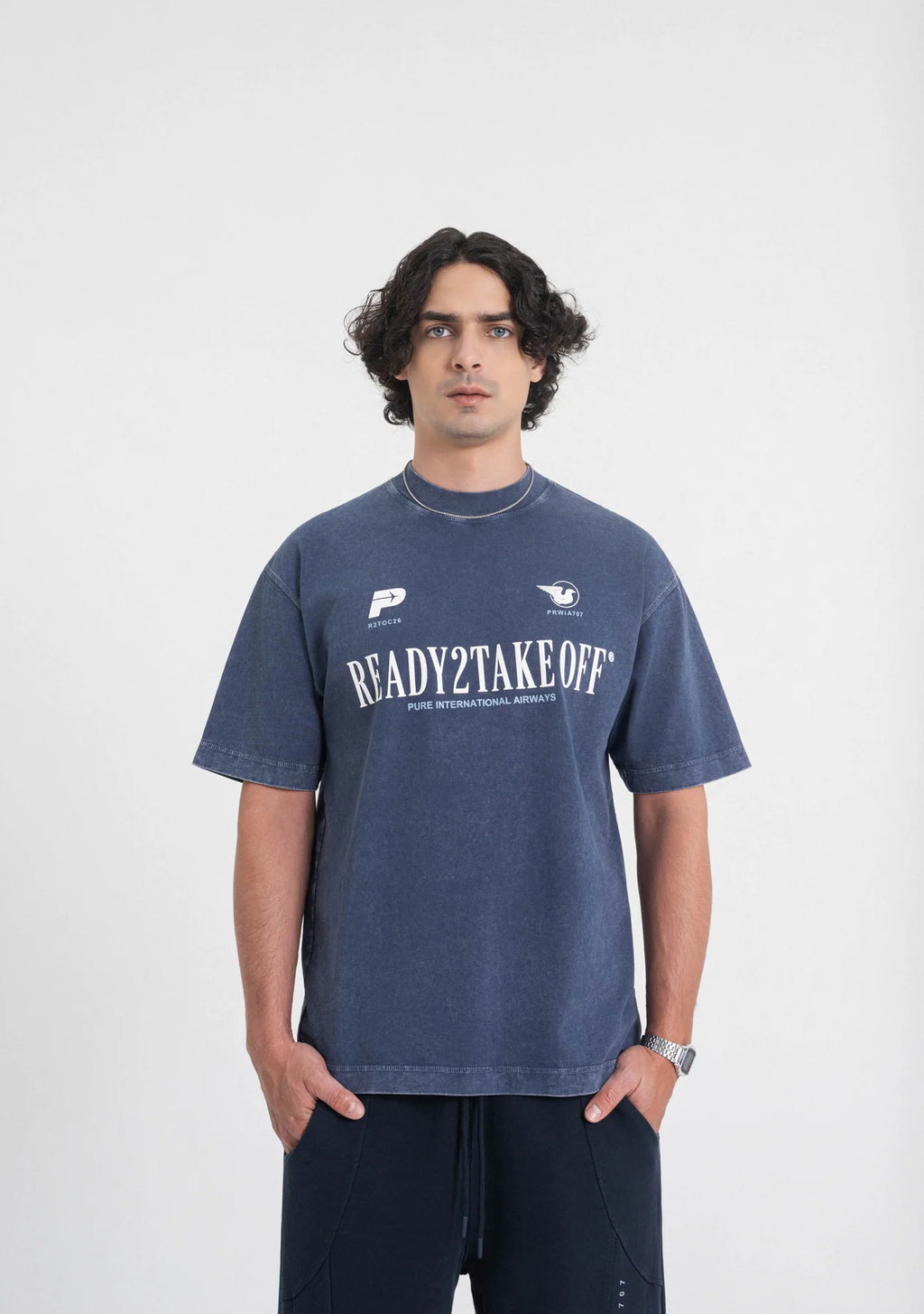Pure Ready To Take Off Washed Blue T-Shirt PUR23486