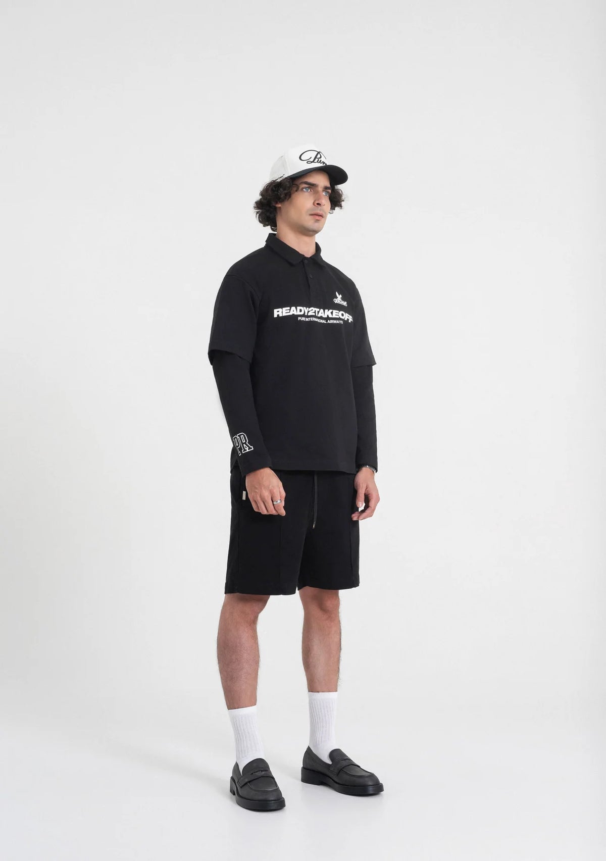 Pure Ready To Take Off Black Long Sleeve Polo PUR23519