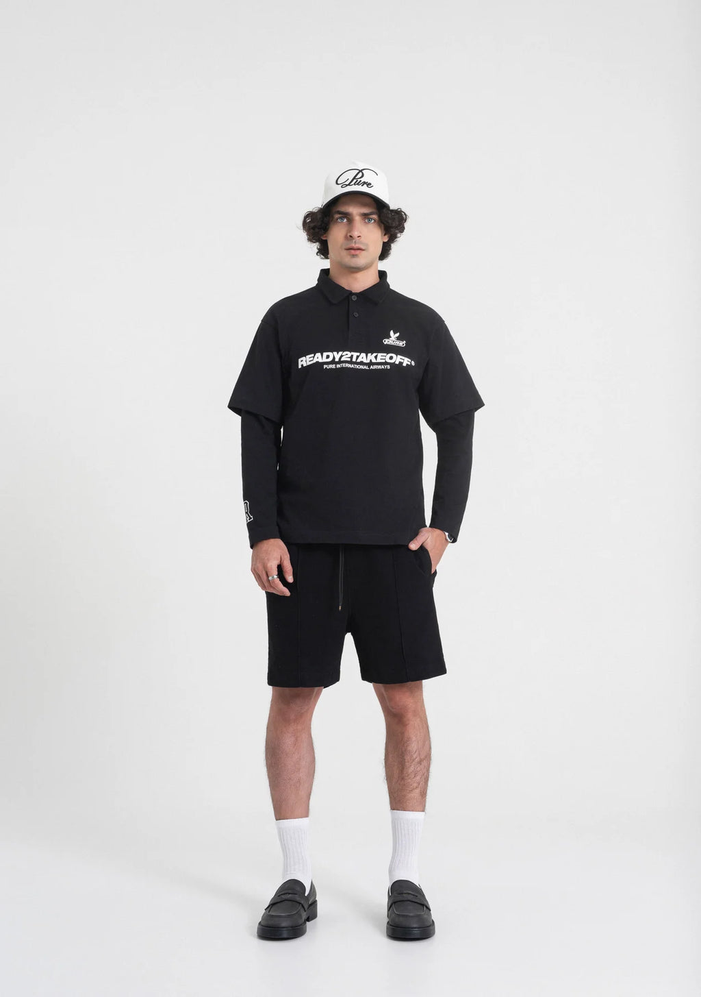 Pure Ready To Take Off Black Long Sleeve Polo PUR23519