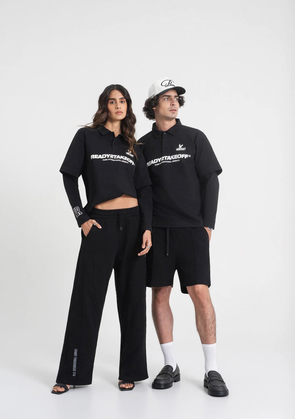 Pure Ready To Take Off Black Long Sleeve Polo PUR23519