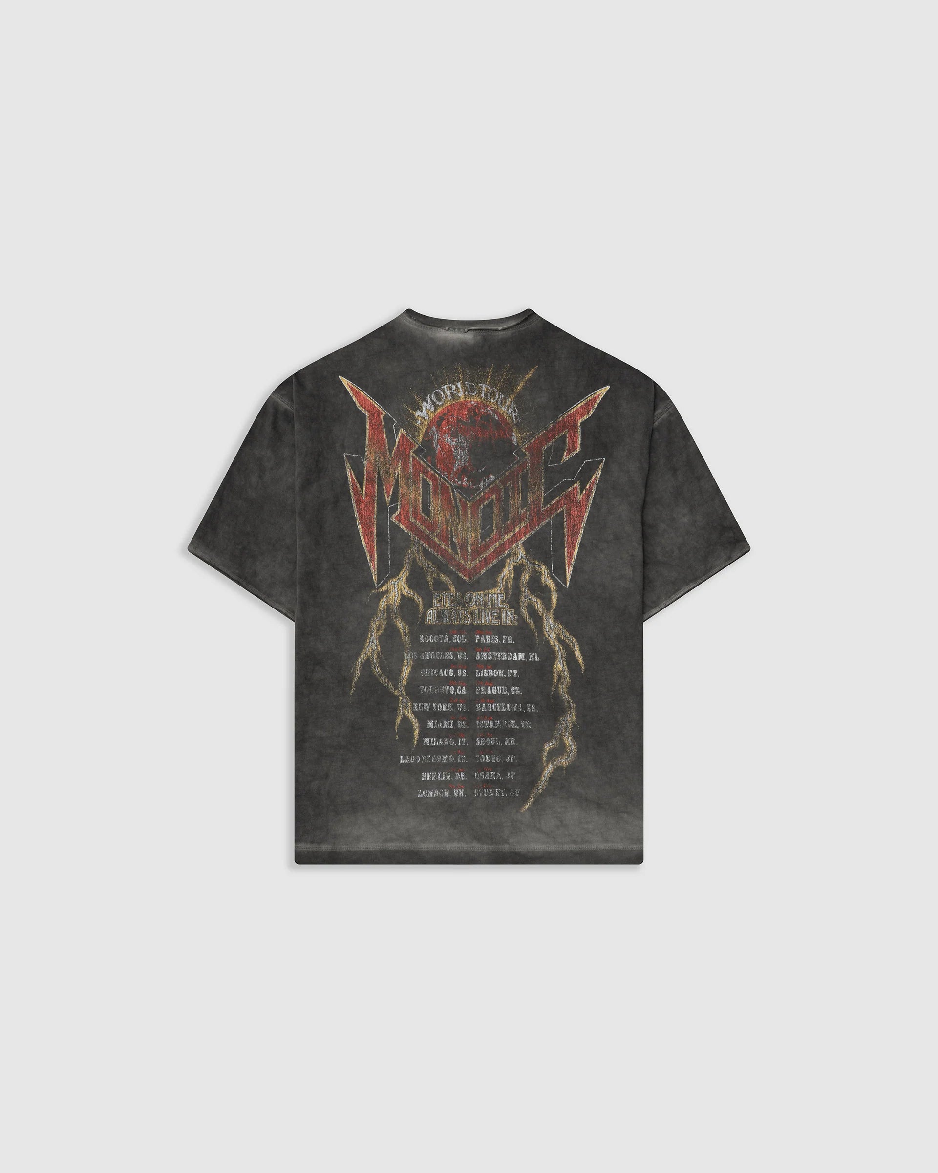 Monoic Camiseta Boxy Fit World Tour - Gris Desgastado (Exclusiva)