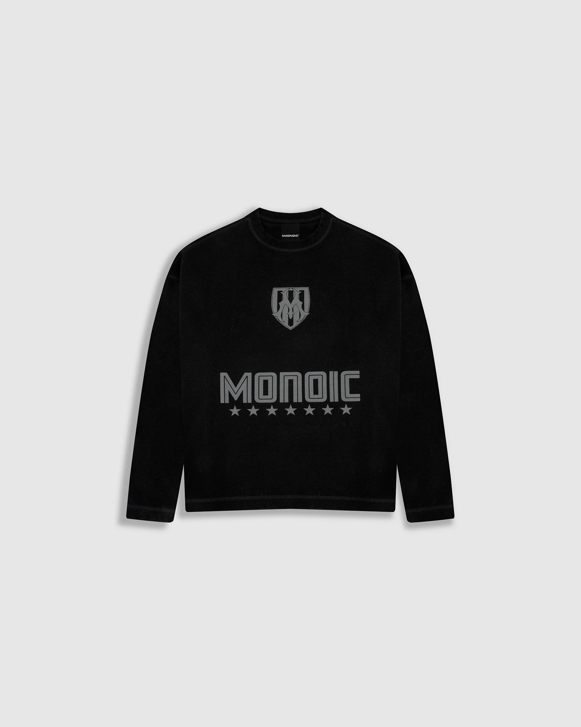 Monoic Camiseta Oversized Shield Waffle Long Sleeve - Negro (Exclusive)