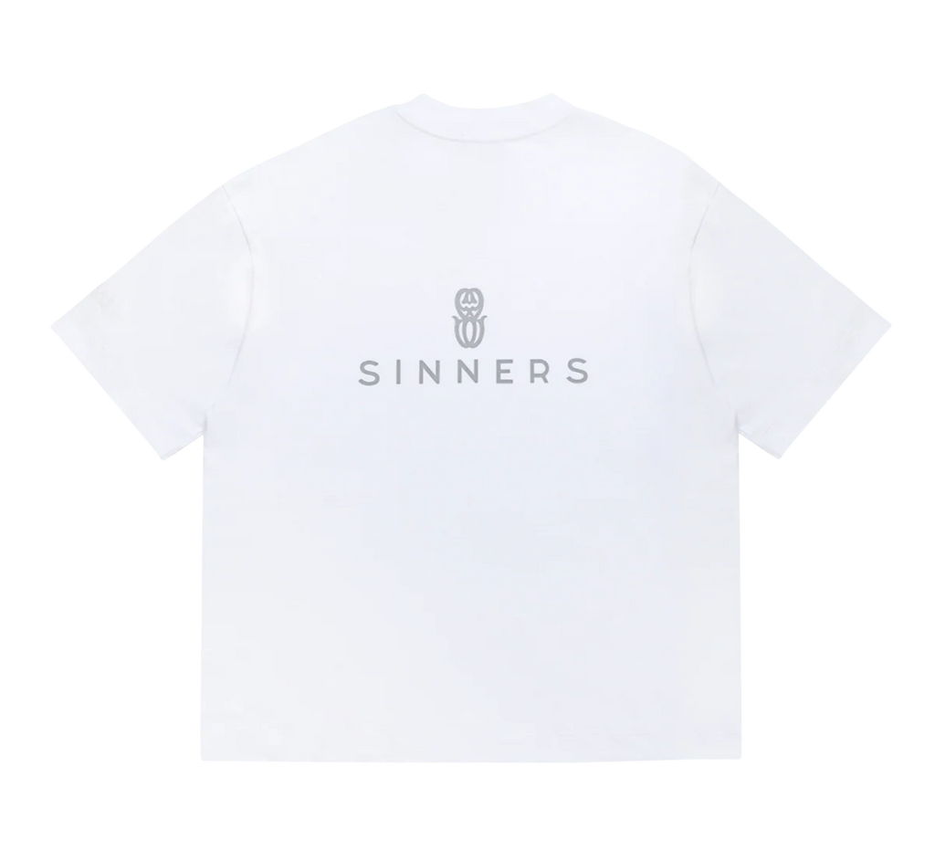 Sinners rhinestone logo white t-shirt