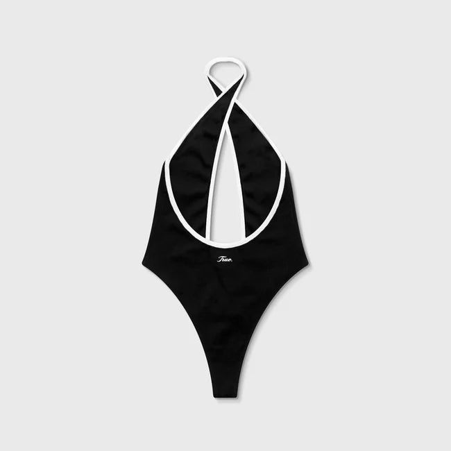 True Shadow Halter Ribbed Bodysuit - Black