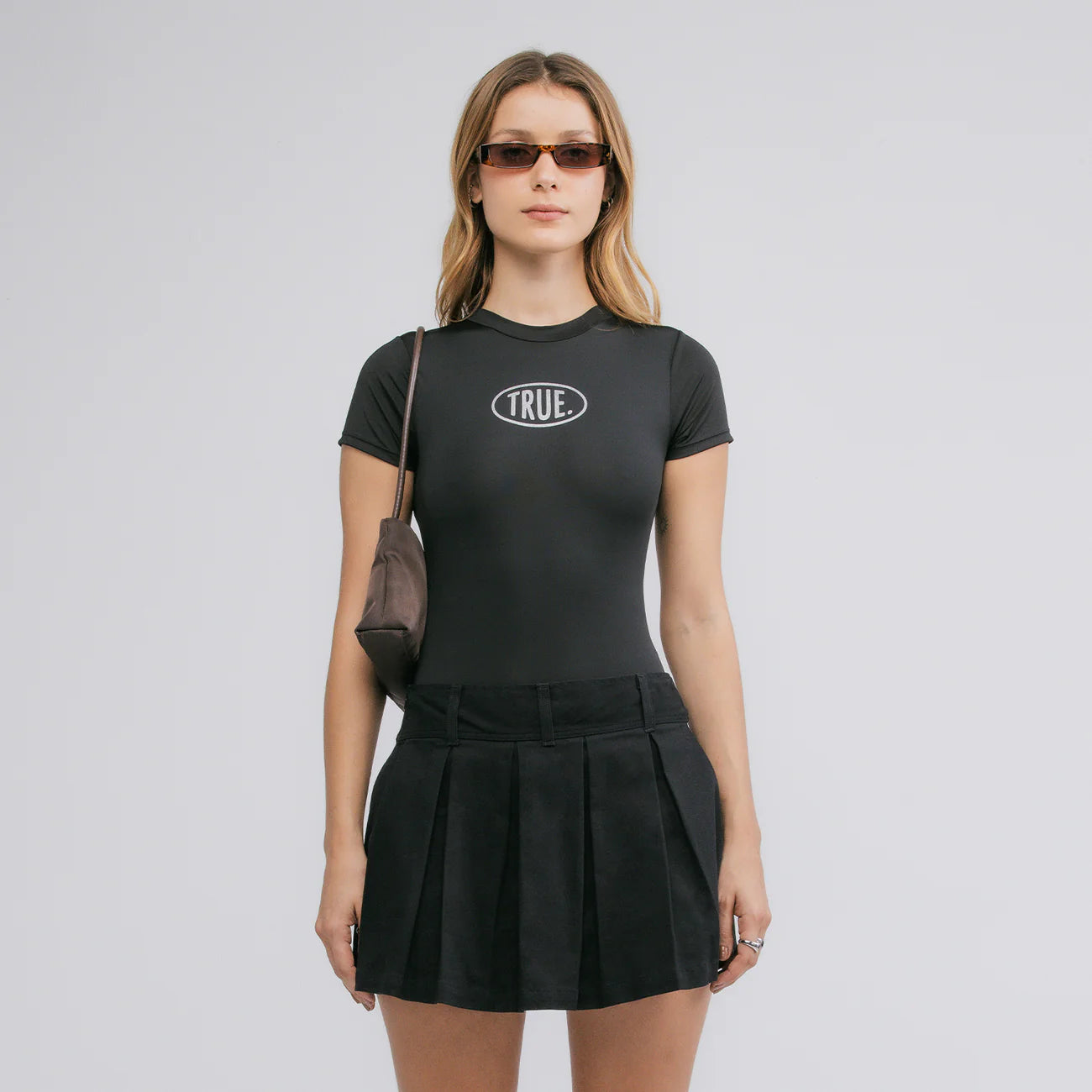 True Short Sleeve Crewneck Bodysuit - Black