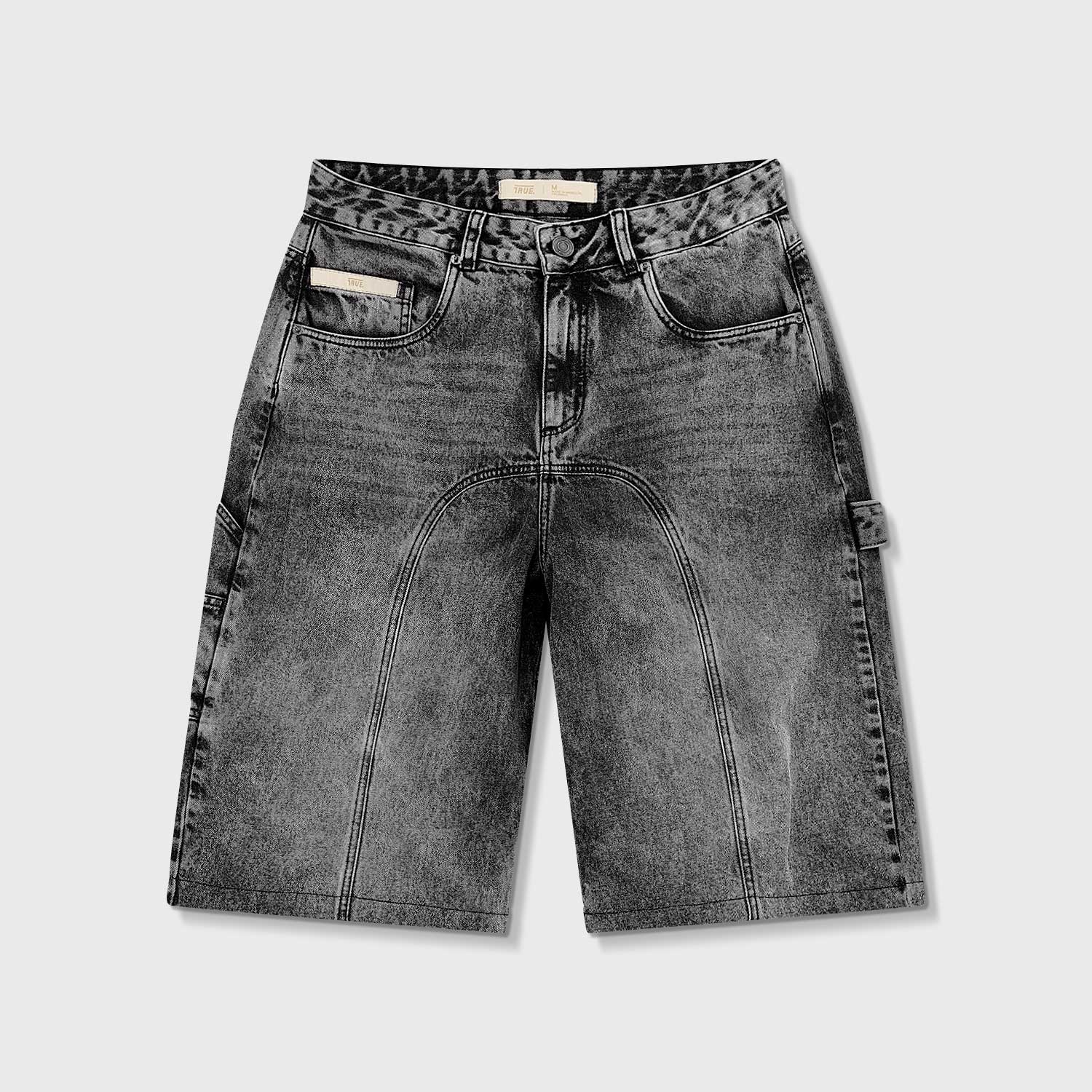 True Slashed Denim Jorts - Black