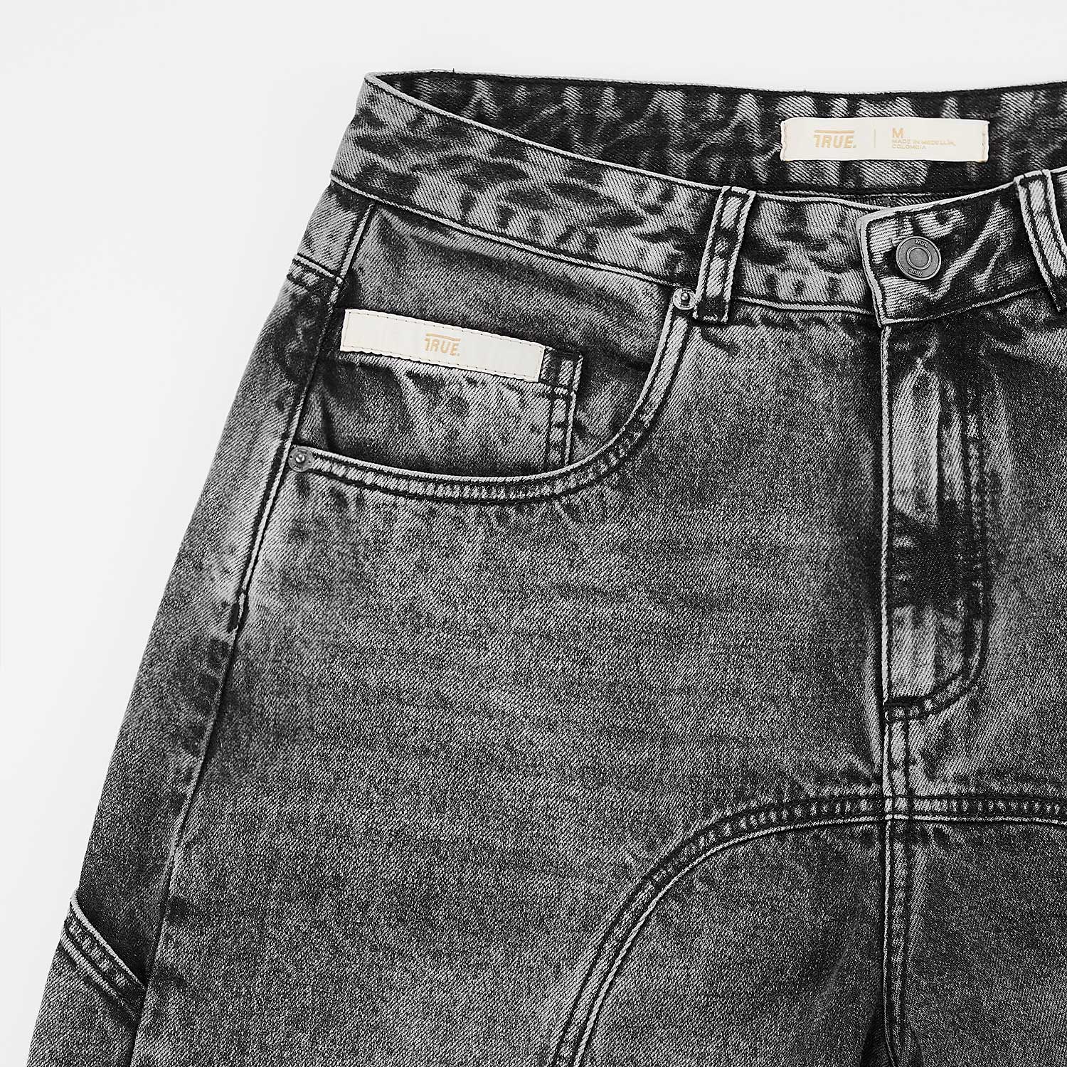 True Slashed Denim Jorts - Black