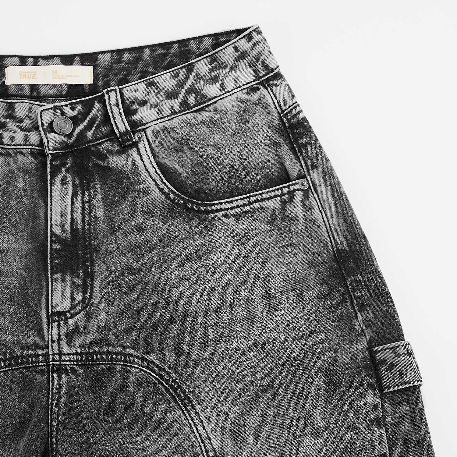 True Slashed Denim Jorts - Black
