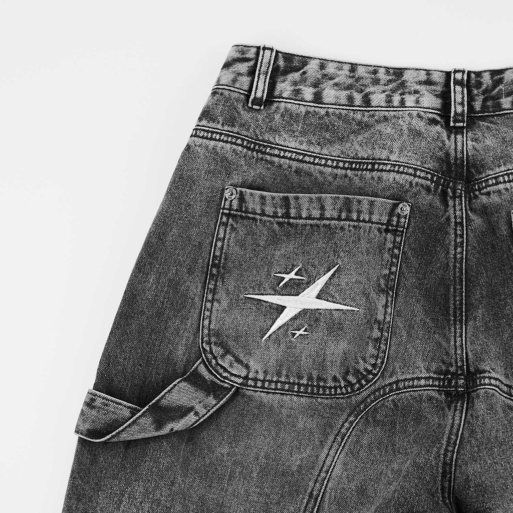 True Slashed Denim Jorts - Black