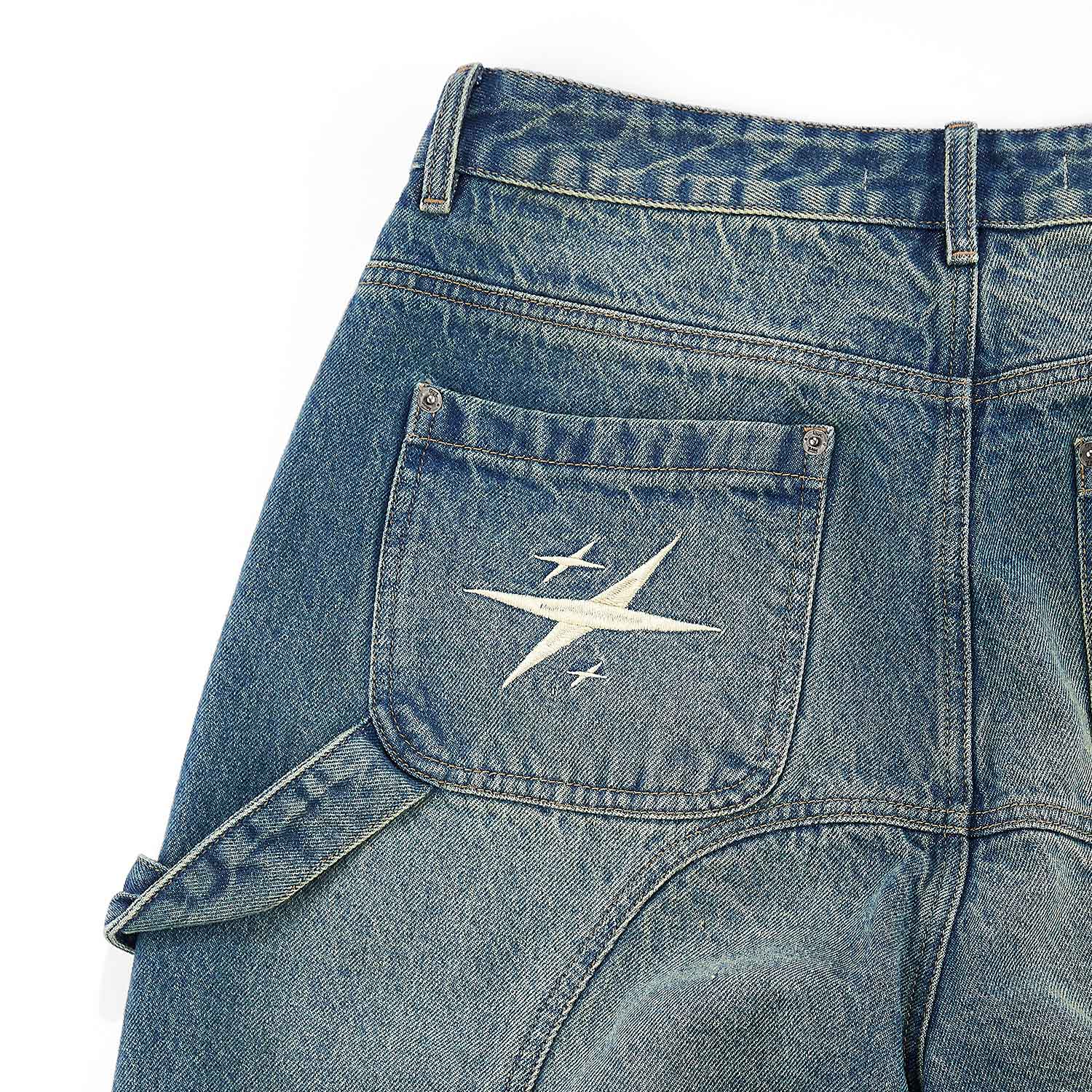 True Slashed Denim Jorts - Blue