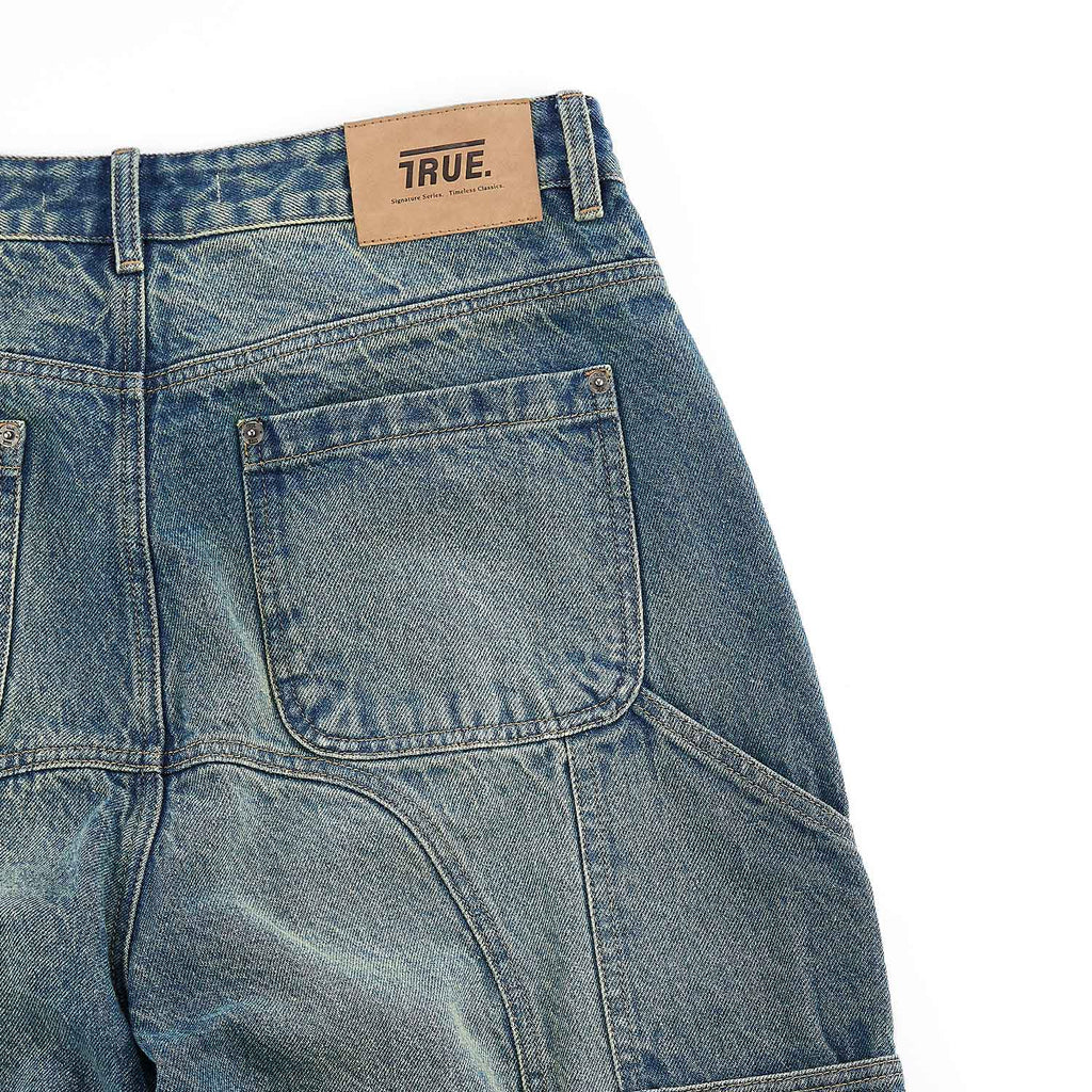 True Slashed Denim Jorts - Blue
