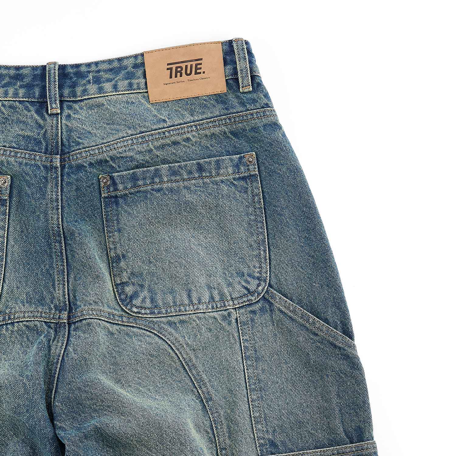 True Slashed Denim Jorts - Blue