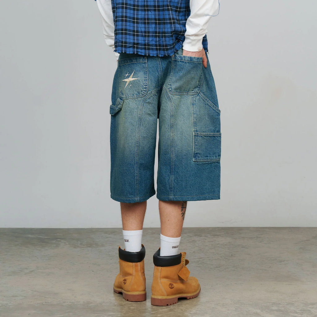 True Slashed Denim Jorts - Blue