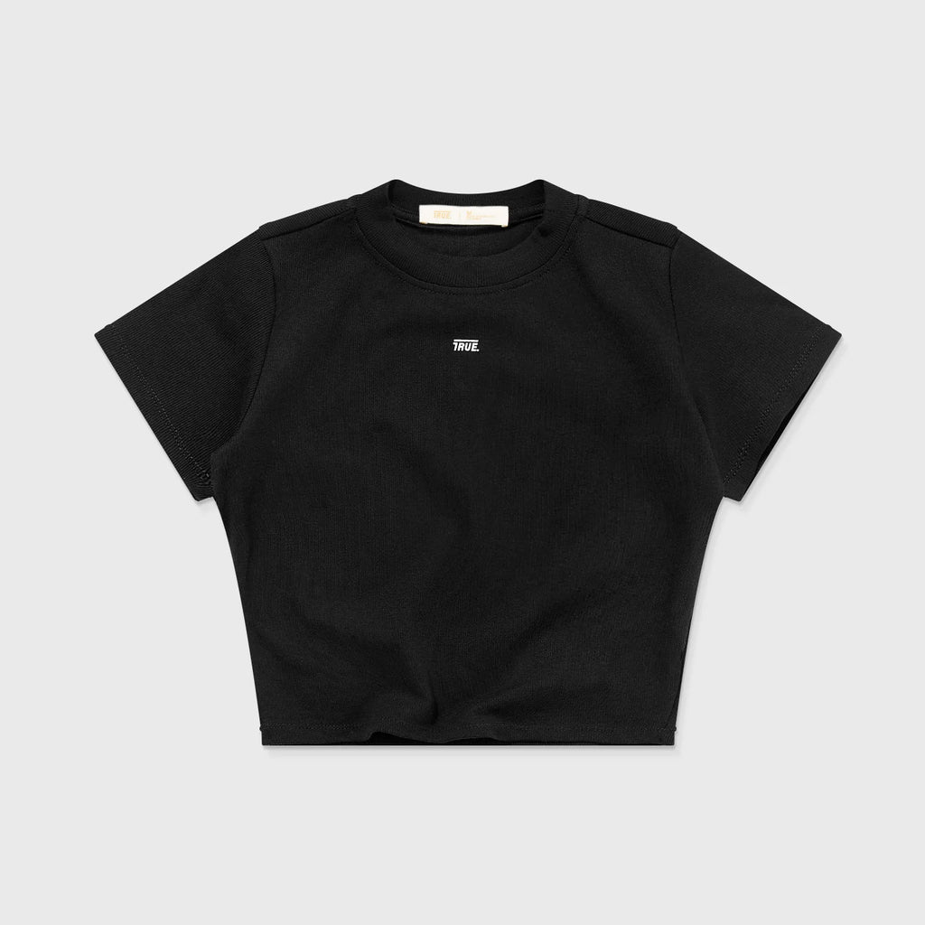 True Slim Ribbed Fitted Tee - Black