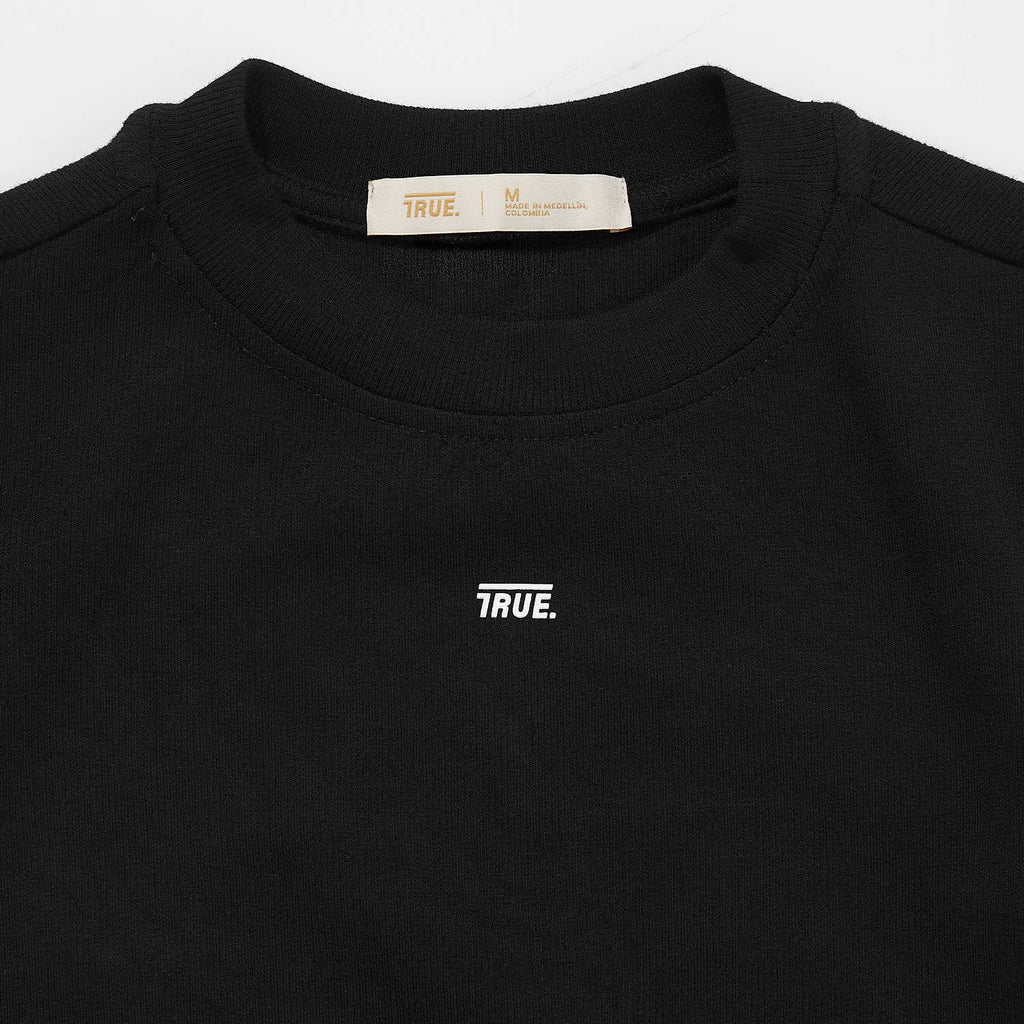 True Slim Ribbed Fitted Tee - Black