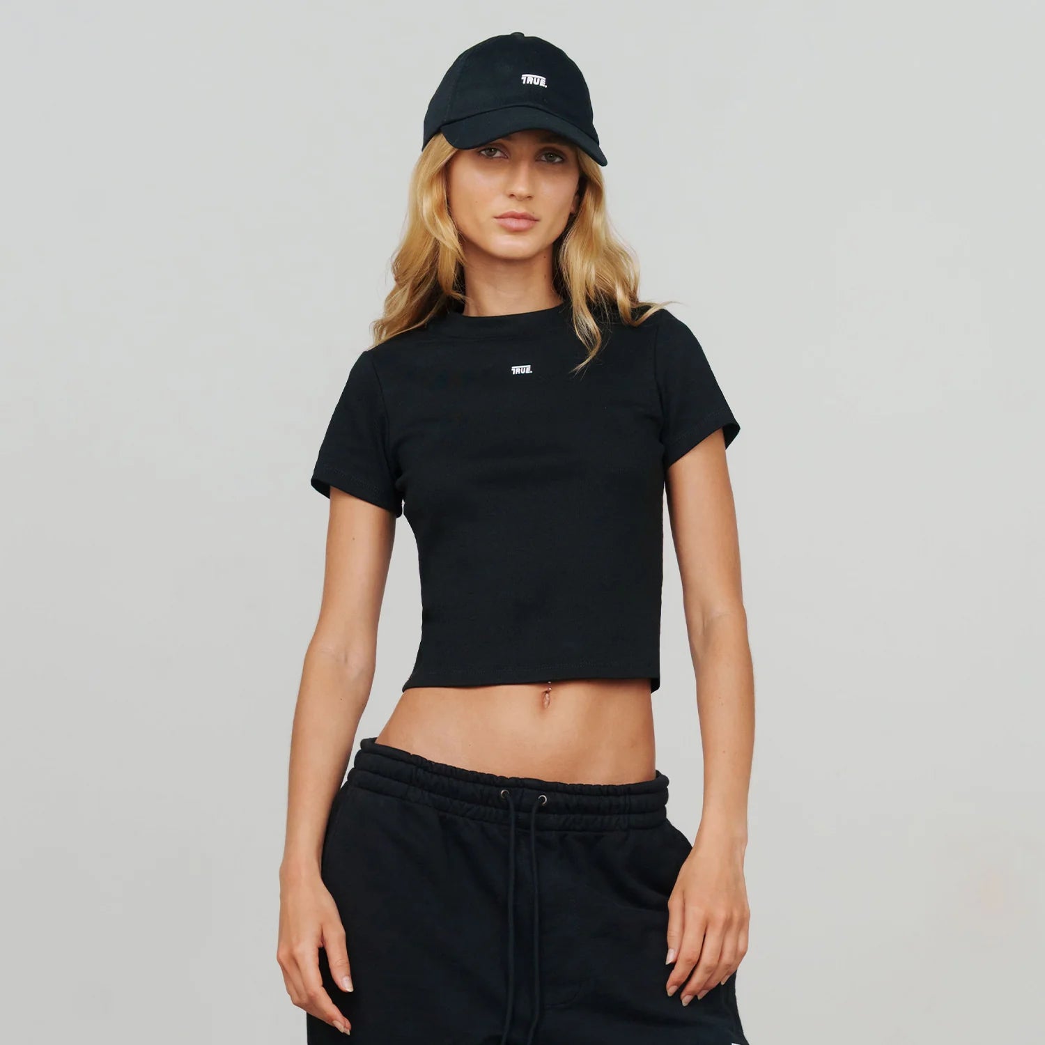 True Slim Ribbed Fitted Tee - Black