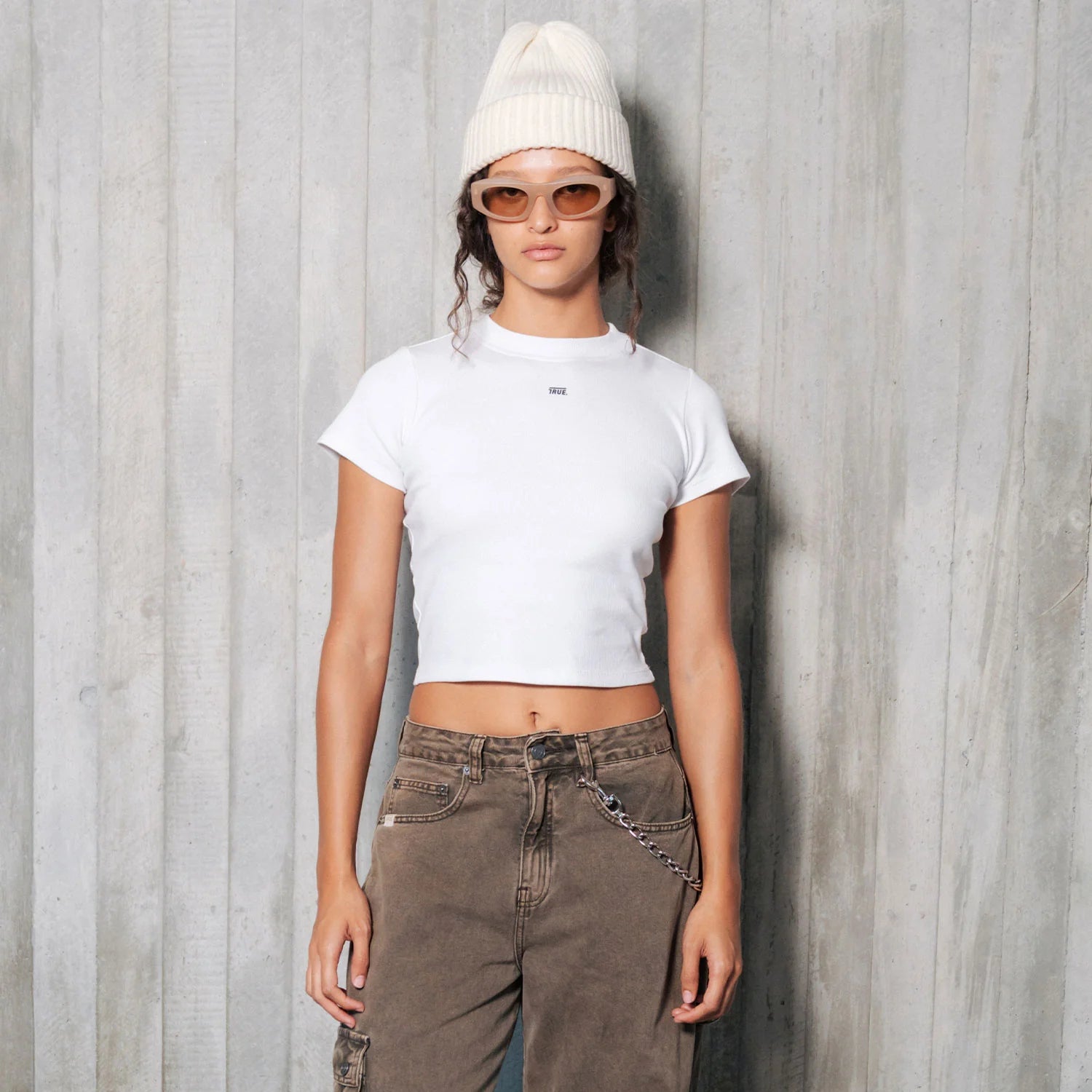 True Slim Ribbed Fitted Tee - White