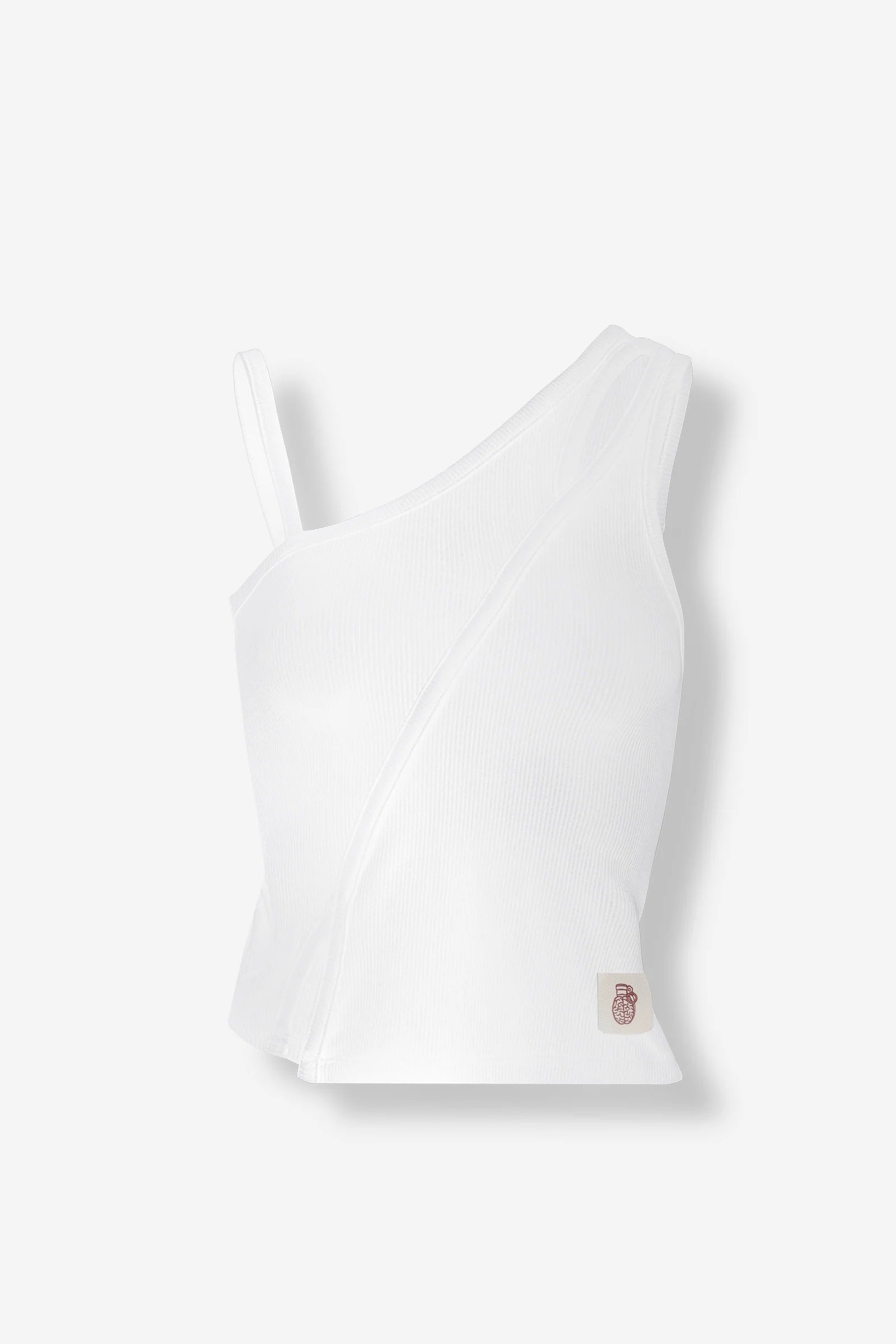 Blow up One shoulder ivory tank top TK1-1010