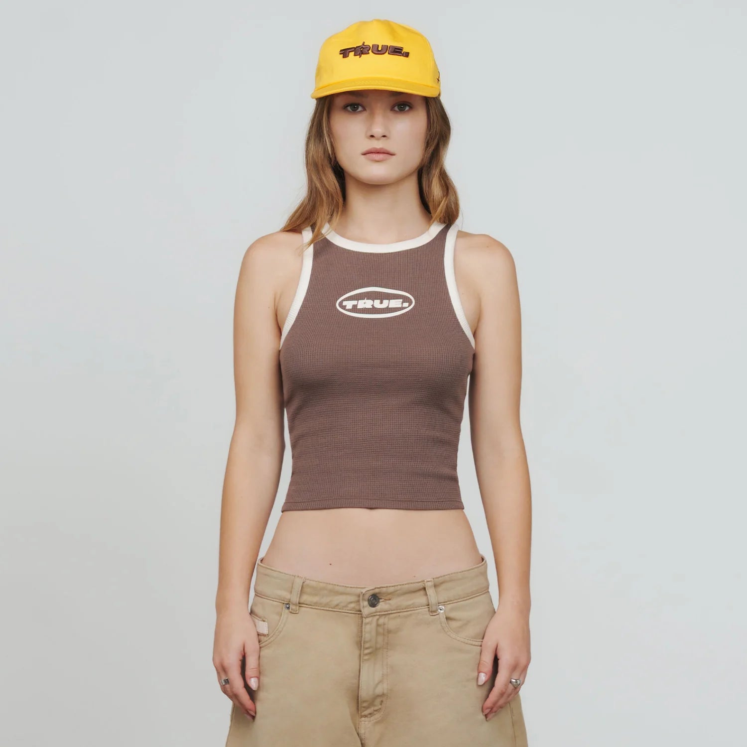 True textured tank top - brown