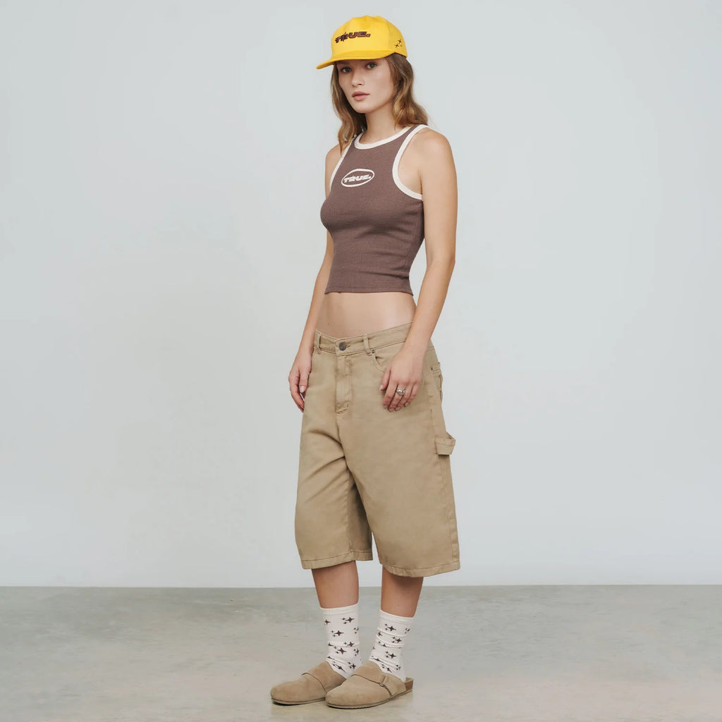 True textured tank top - brown