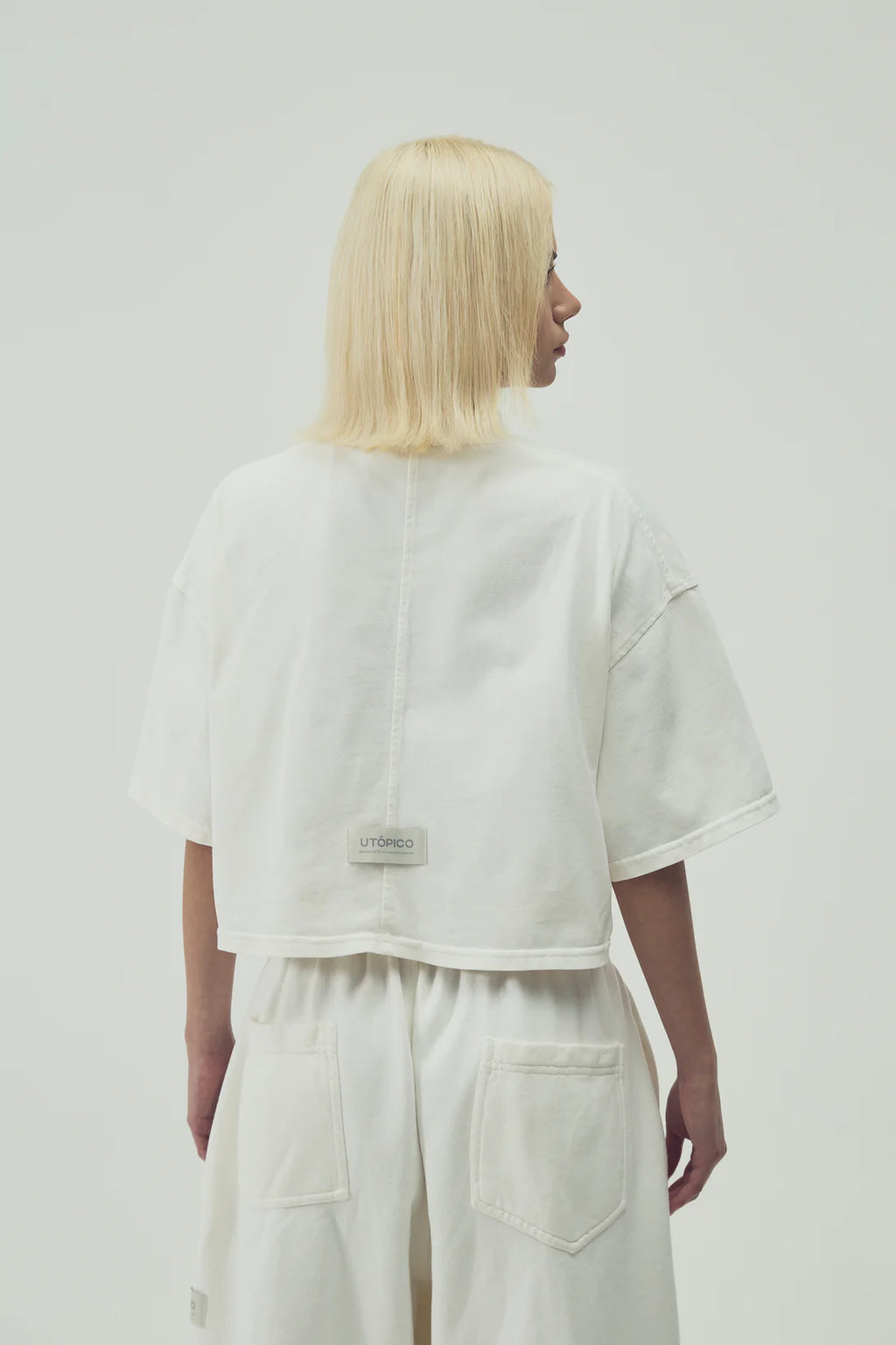 Utópico Camiseta Cropped - Marfil